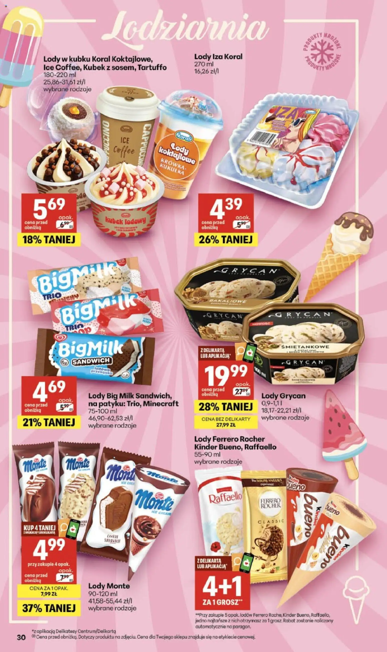 Delikatesy Centrum gazetka od 16.07.2026 | Strona: 30 | Produkty: Lody Grycan, Sandwich, Delikatesy, Lody