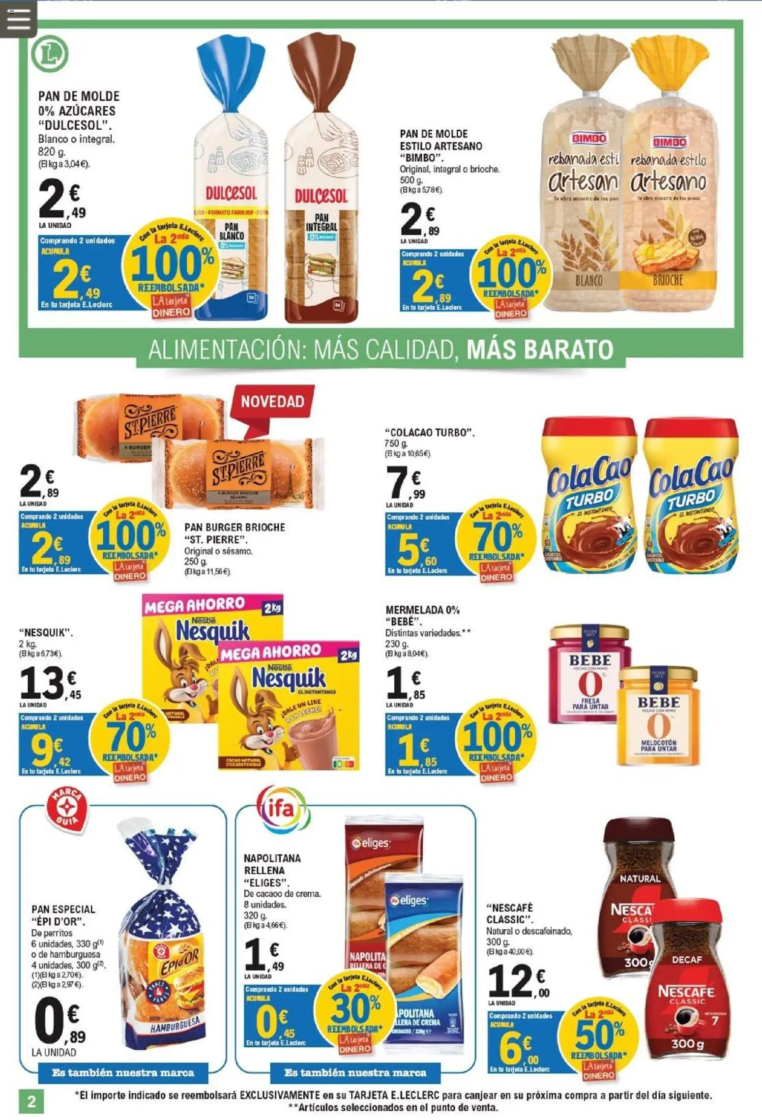 E.Leclerc Pamplona │ válido desde el 12/08/2026 | Página: 2 | Productos: Mermelada, Pan, Pan de molde, Hamburguesa