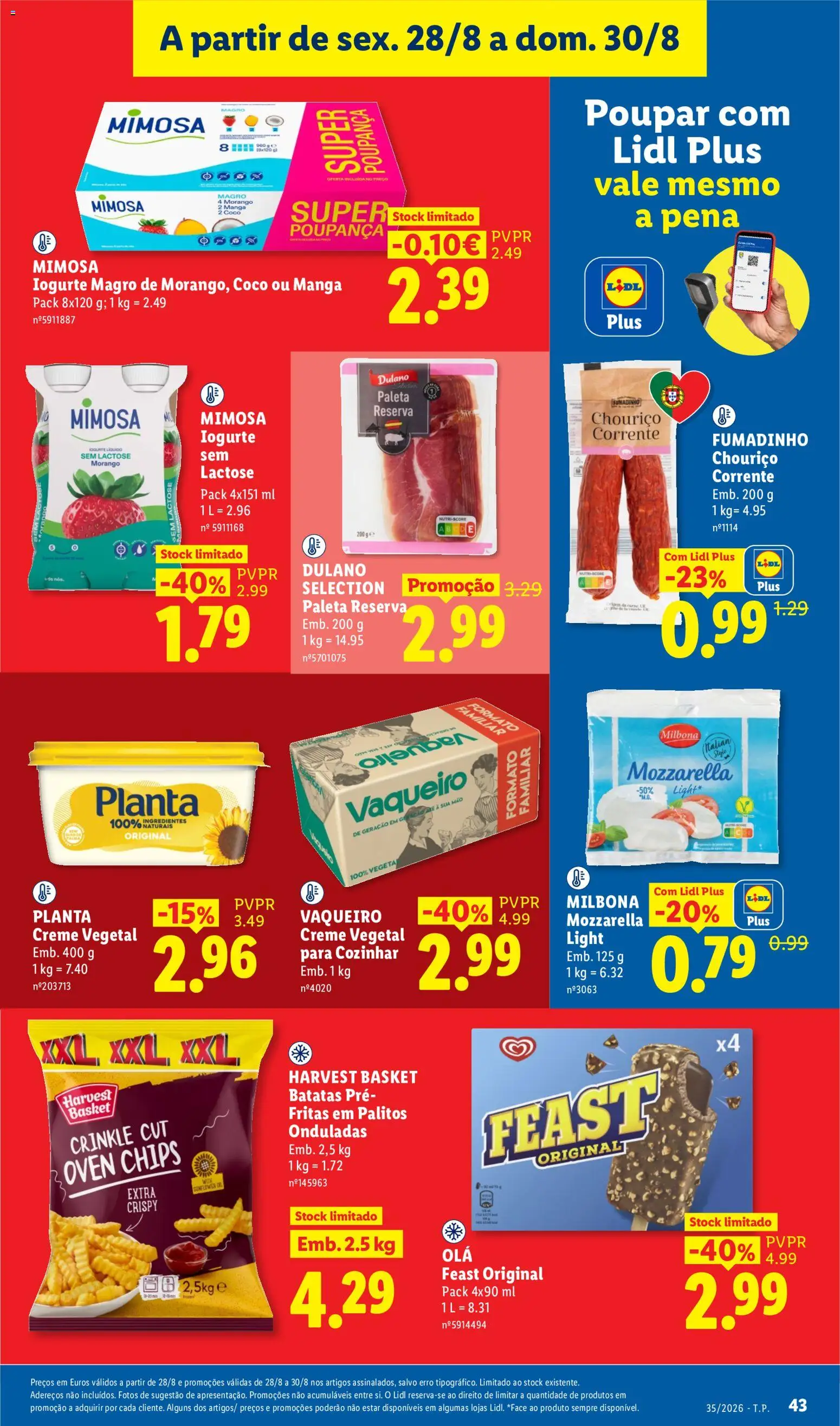 Lidl folheto │ válido de 24/08/2026 | Página: 43 | Produtos: Manga, Iogurte magro, Coco, Creme