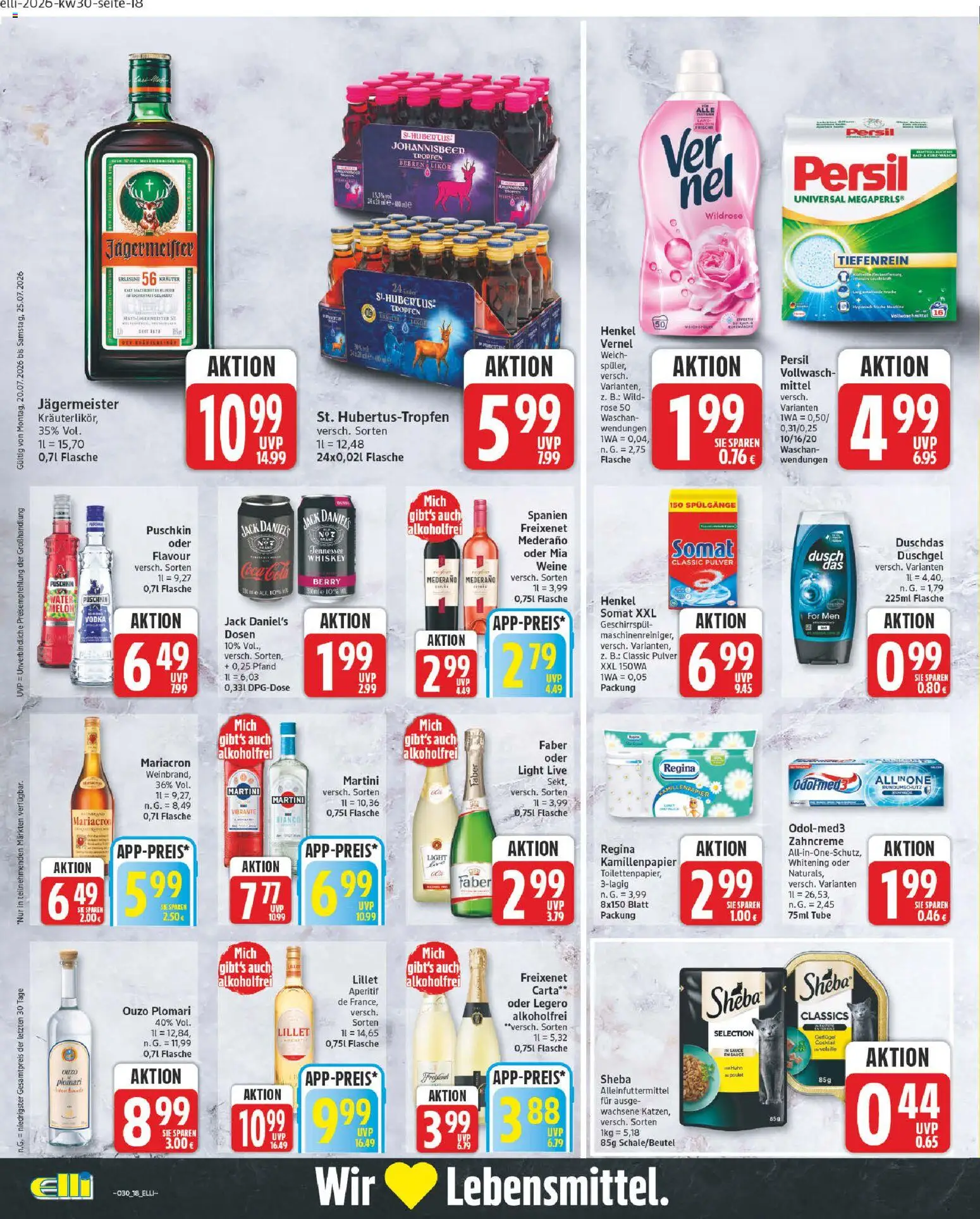 Elli Markt Prospekt Hövelhof – gültig ab 20.07.2026 | Seite: 18 | Produkte: Duschgel, Jägermeister, Whiskey, Ouzo plomari