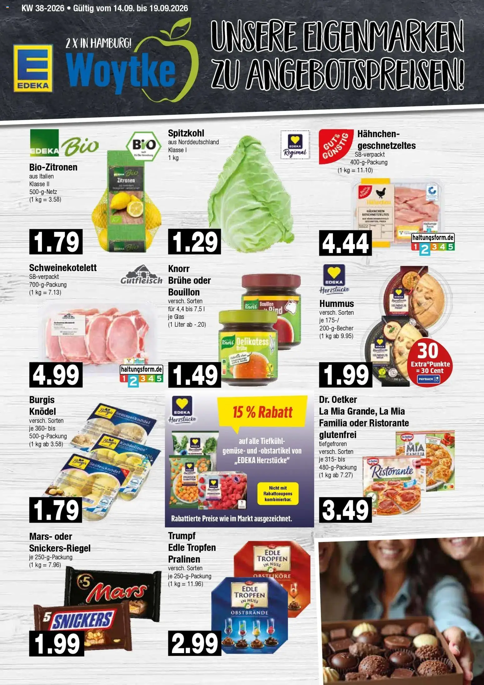 Edeka Prospekt Hamburg (ab 14.09.2026) » Angebote Online | Seite: 9 | Produkte: Hahnchen, Snickers, Hummus, Zitronen