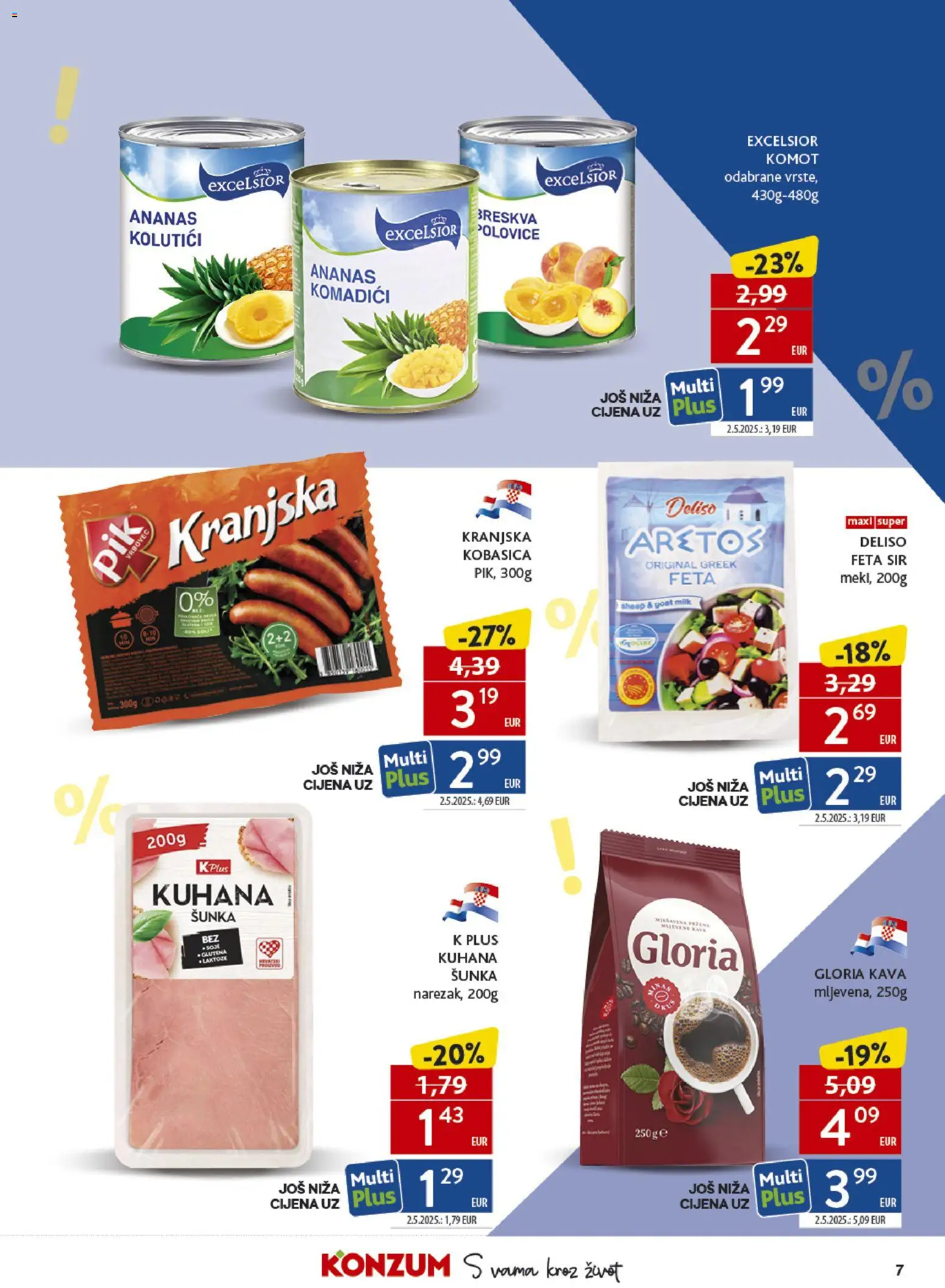 Konzum katalog | vrijedi od 14.10.2026 | Stranica: 7 | Proizvodi: Feta sir, Kava, Šunka, Kobasica