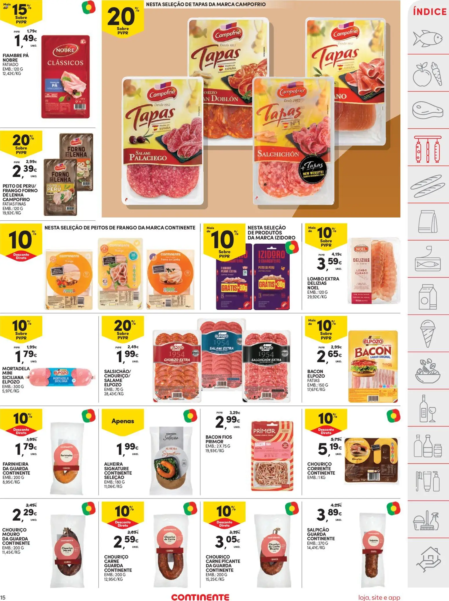 Continente folheto │ válido de 26.05.2026 | Página: 15 | Produtos: Mortadela, Lombo, Salame, Carne