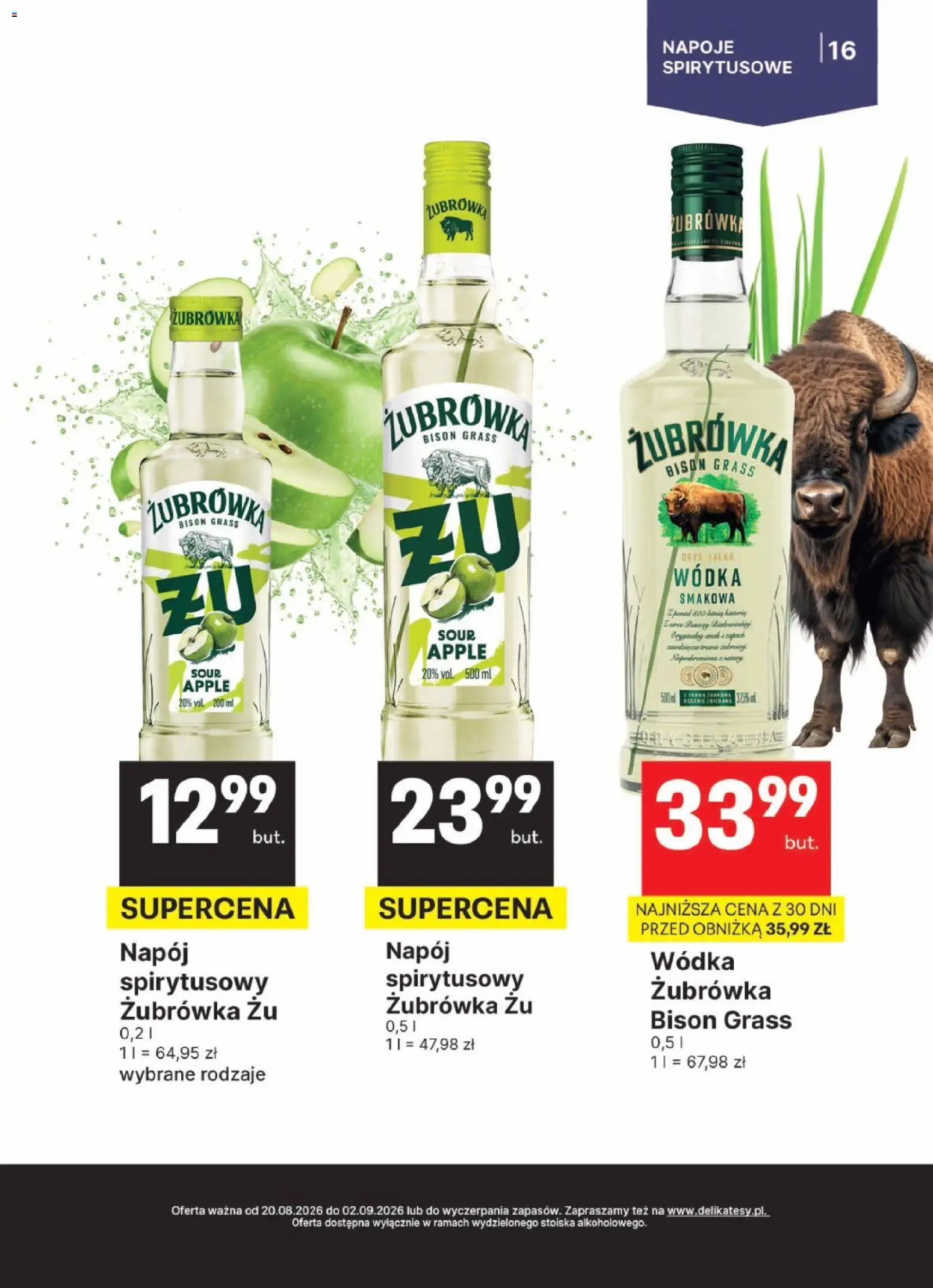 Delikatesy Centrum gazetka - DeliBarek od 20.08.2026 | Strona: 16 | Produkty: Napoje, Wódka smakowa, Żubrówka, Wódka