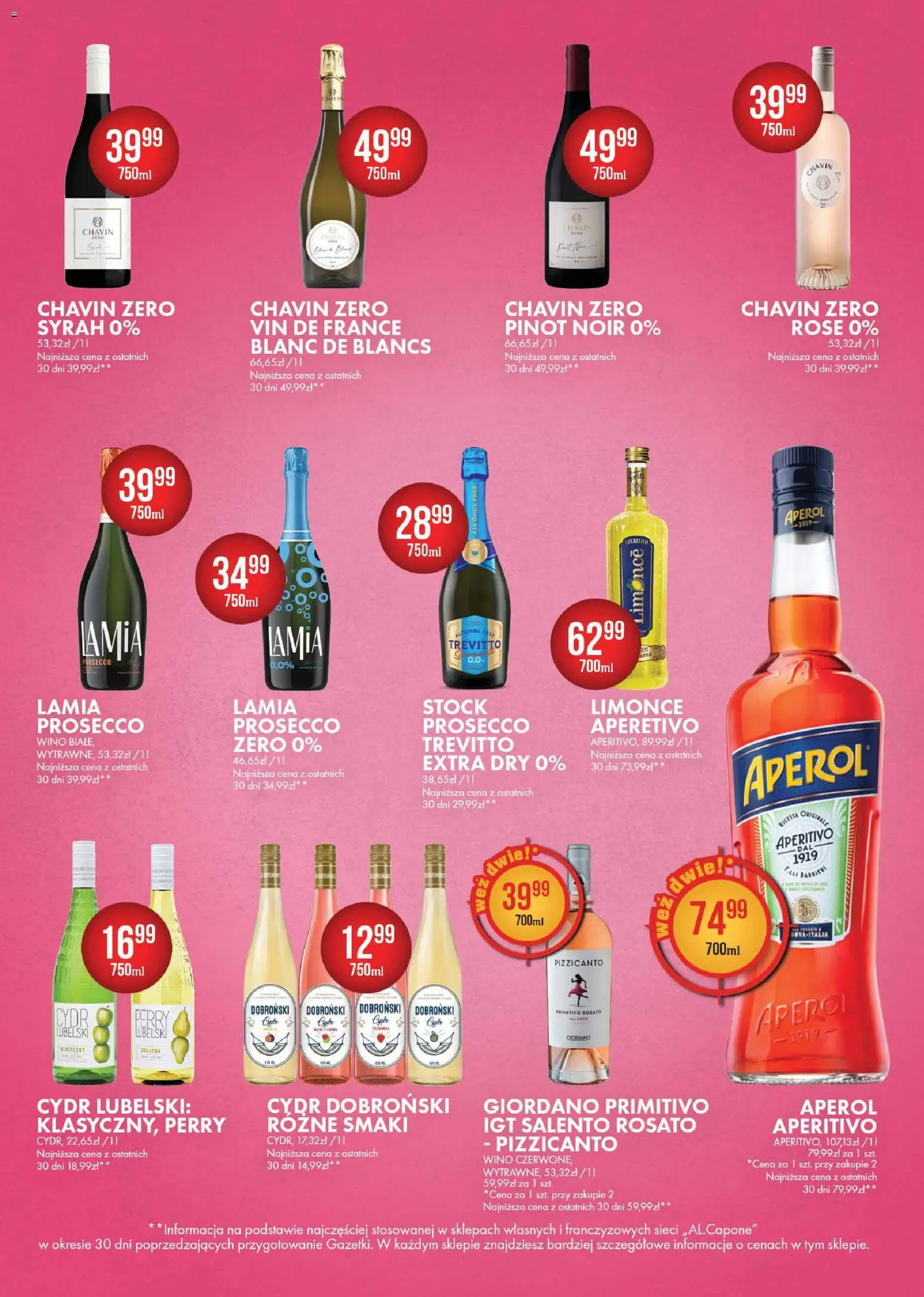 Al.Capone gazetka od 13.04.2026 | Strona: 22 | Produkty: Cydr, Wino, Aperol, Prosecco