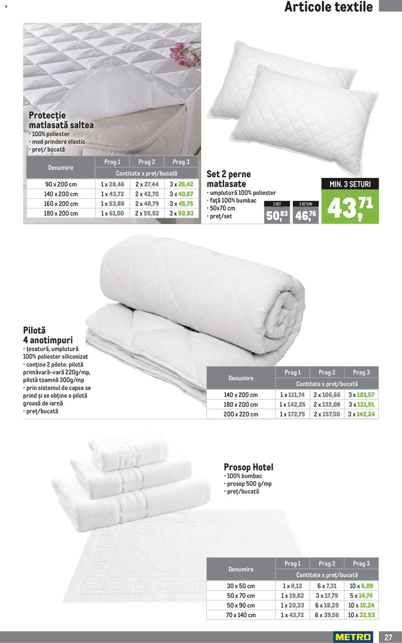 Noul catalog Metro – valabil de la 01.04.2026 | Pagină: 27 | Produse: Saltea, Pilotă