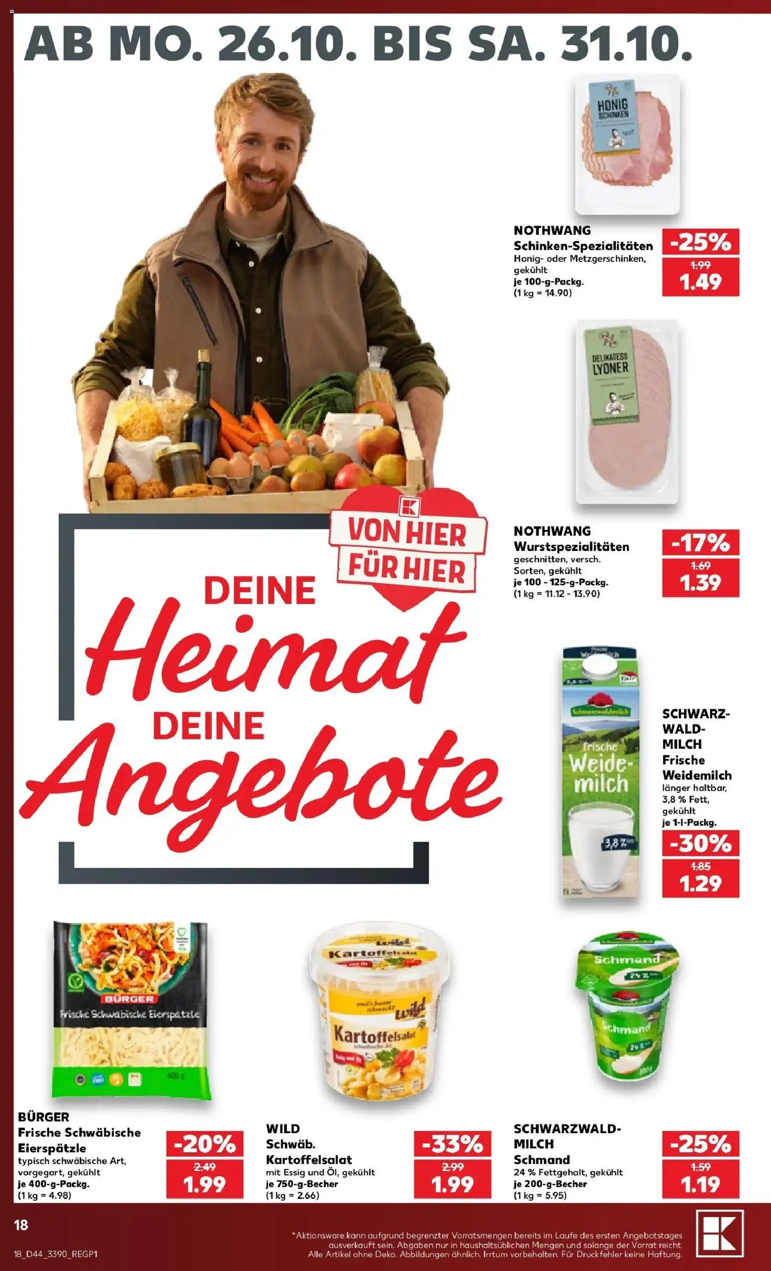 Prospekt Kaufland ab 26.10.2026 » Angebote Online zum Blättern | Seite: 22 | Produkte: Milch, Essig, Burger, Schinken