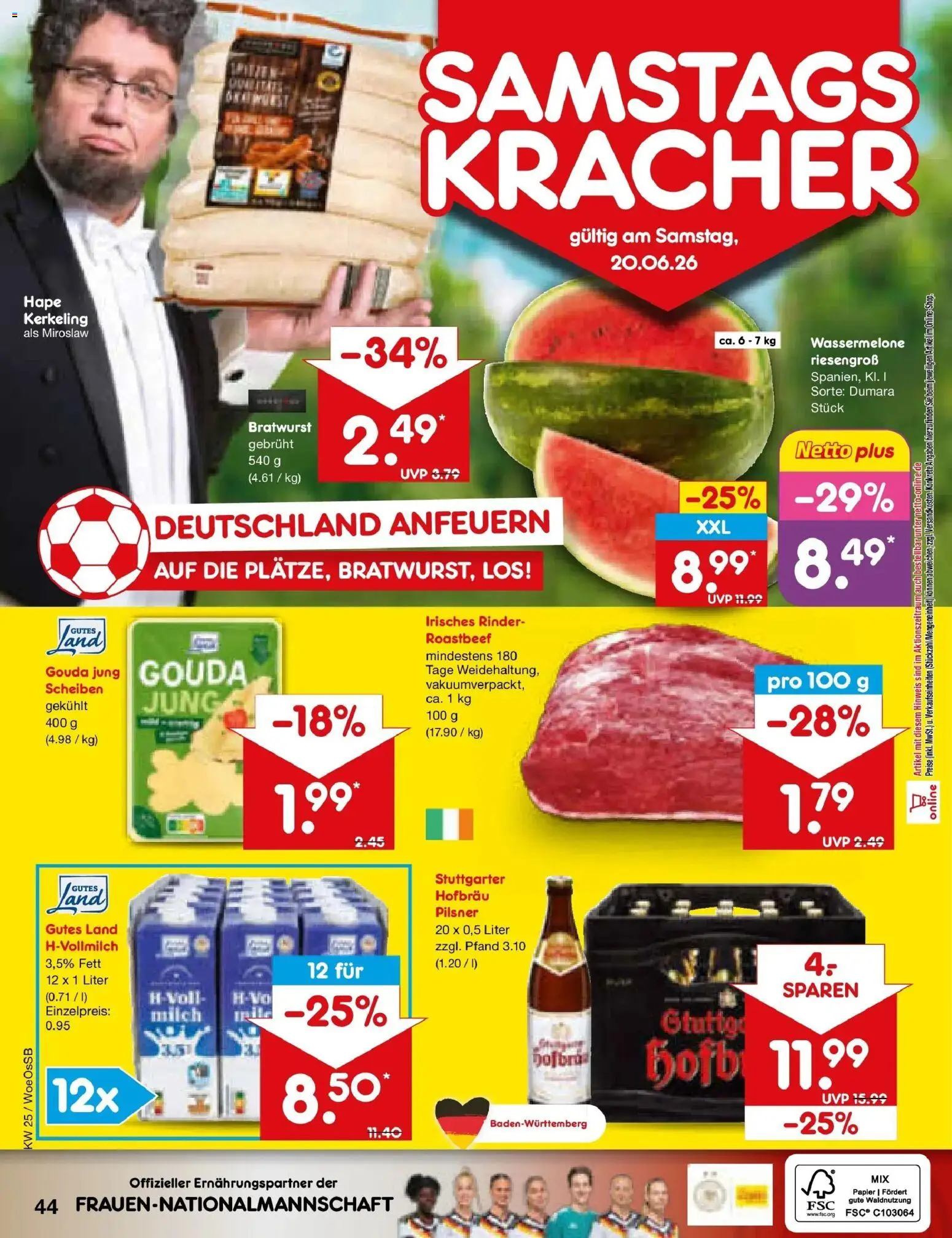 Netto Marken-Discount Prospekt Gemmingen – gültig ab 14.06.2026 | Seite: 56 | Produkte: Gouda, Bratwurst, Roastbeef, Wassermelone
