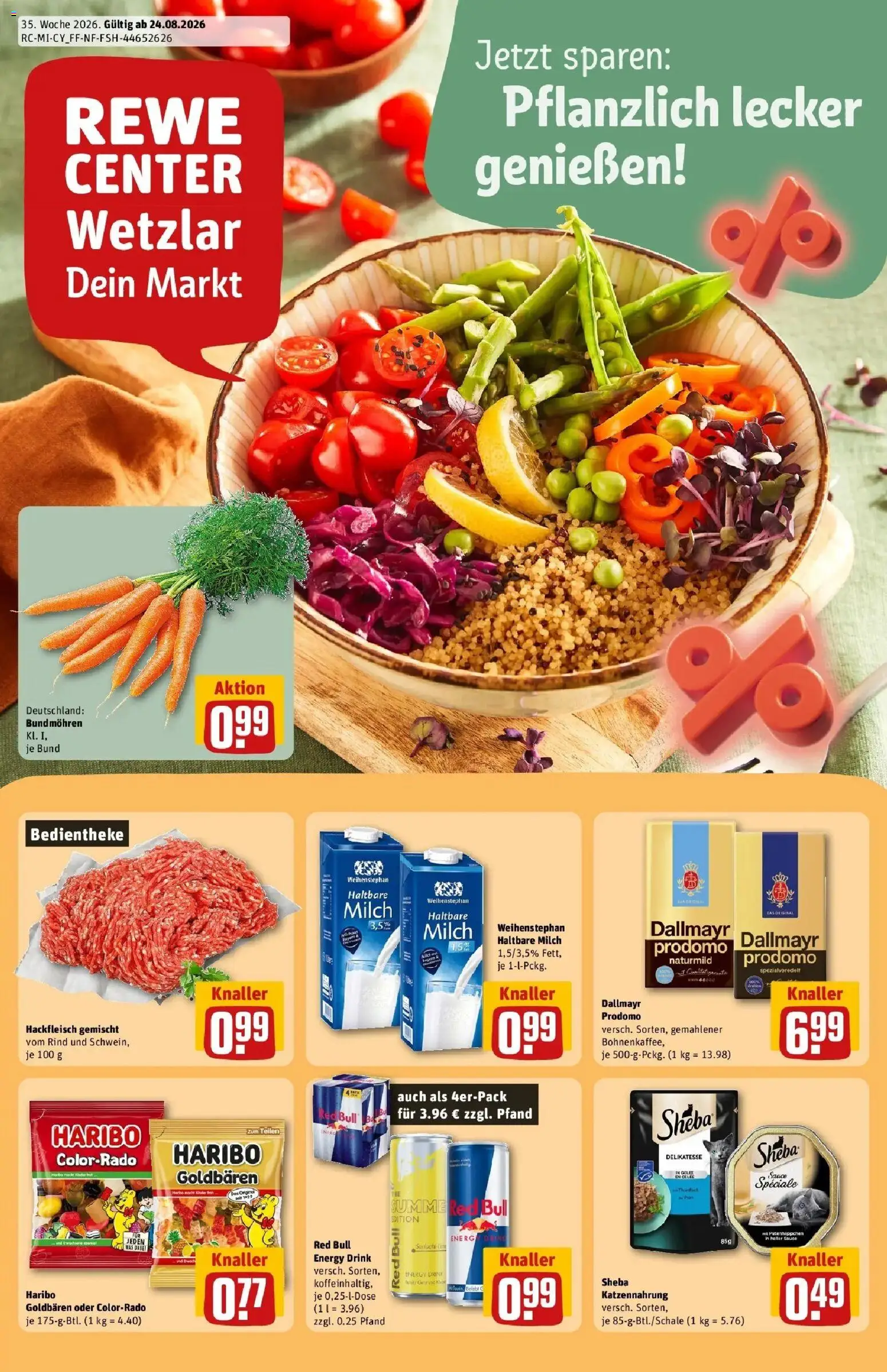 REWE Prospekt ab 24.08.2026 zum Blättern » Angebote | Seite: 1 | Produkte: Haribo, Milch, Energy, Haltbare milch