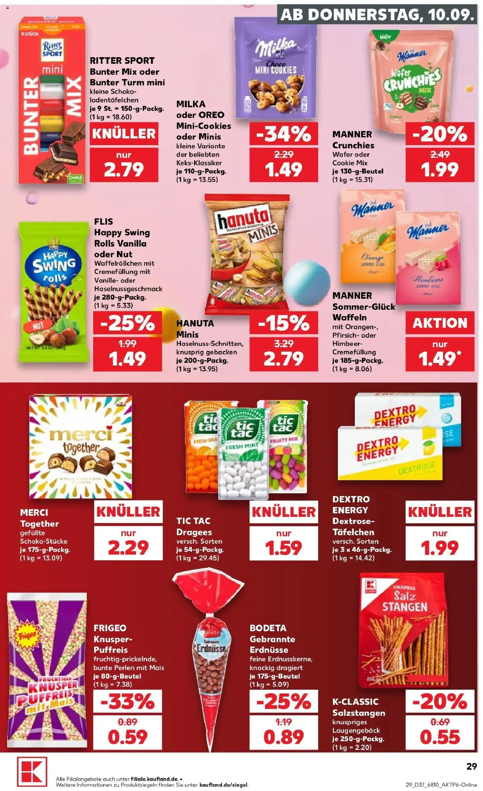 Prospekt Kaufland ab 07.09.2026 » Angebote Online zum Blättern | Seite: 38 | Produkte: Merci, Ritter sport, Milka, Pfirsich