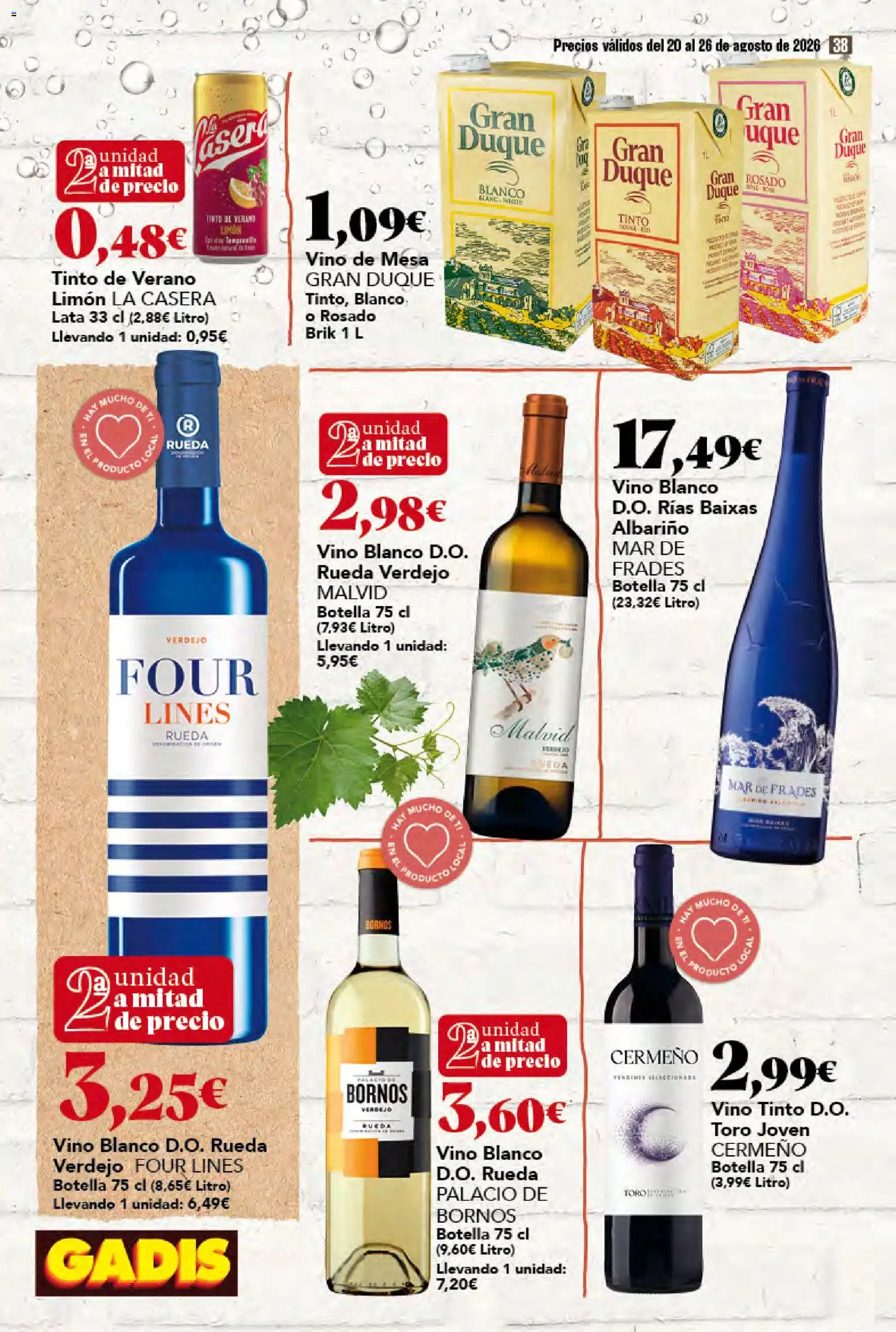 Gadis folleto │ válido desde el 20/08/2026 | Página: 38 | Productos: Vino tinto, Vino, Vino blanco, Mesa