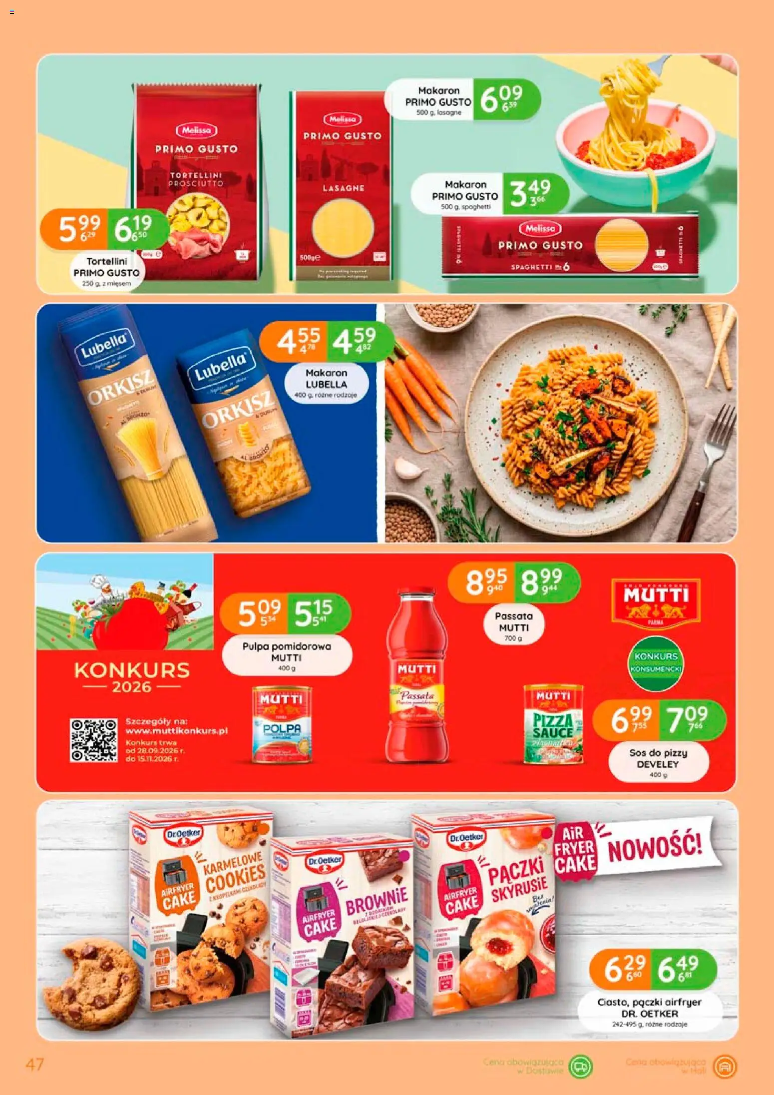 Eurocash gazetka od 17.09.2026 | Strona: 47 | Produkty: Spaghetti, Tortellini prosciutto, Lasagne, Passata