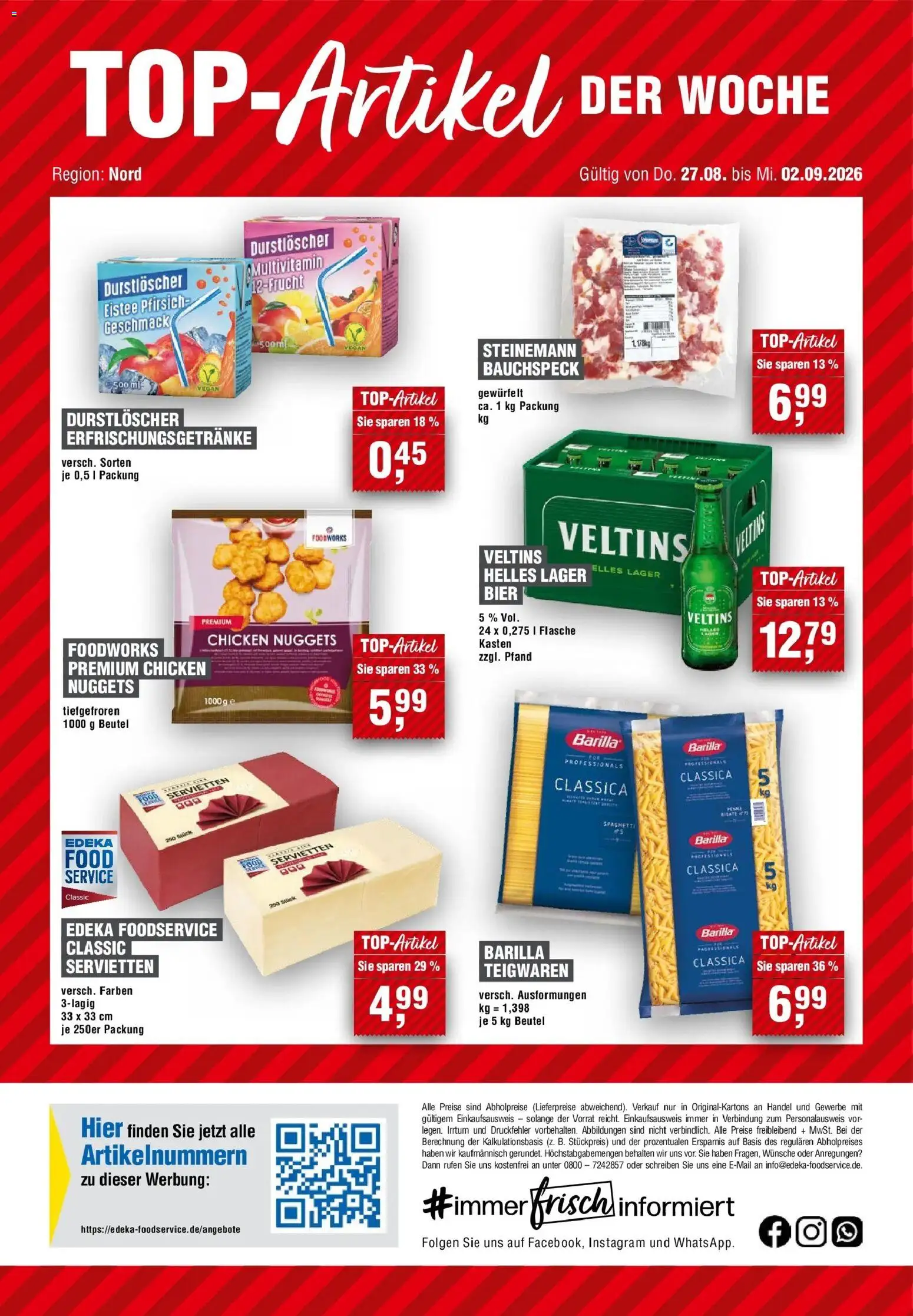Edeka Prospekt Naumburg (Saale) (ab 27.08.2026) » Angebote Online | Seite: 14 | Produkte: Durstloscher, Barilla, Pfirsich, Veltins