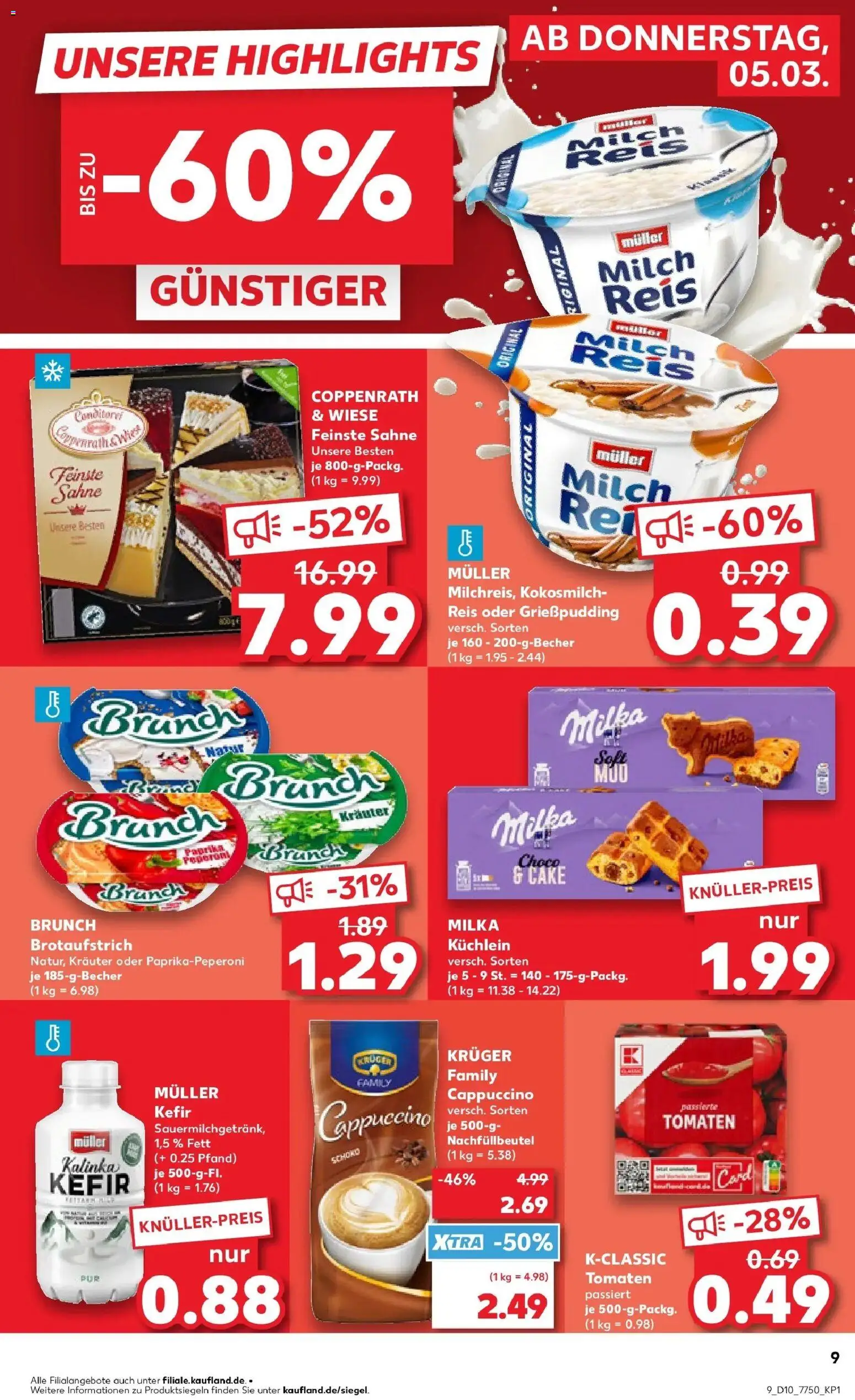 Kaufland Prospekt Pfullingen	 – gültig ab 02.03.2026 | Seite: 21 | Produkte: Kefir, Tomaten, Milka, Sahne