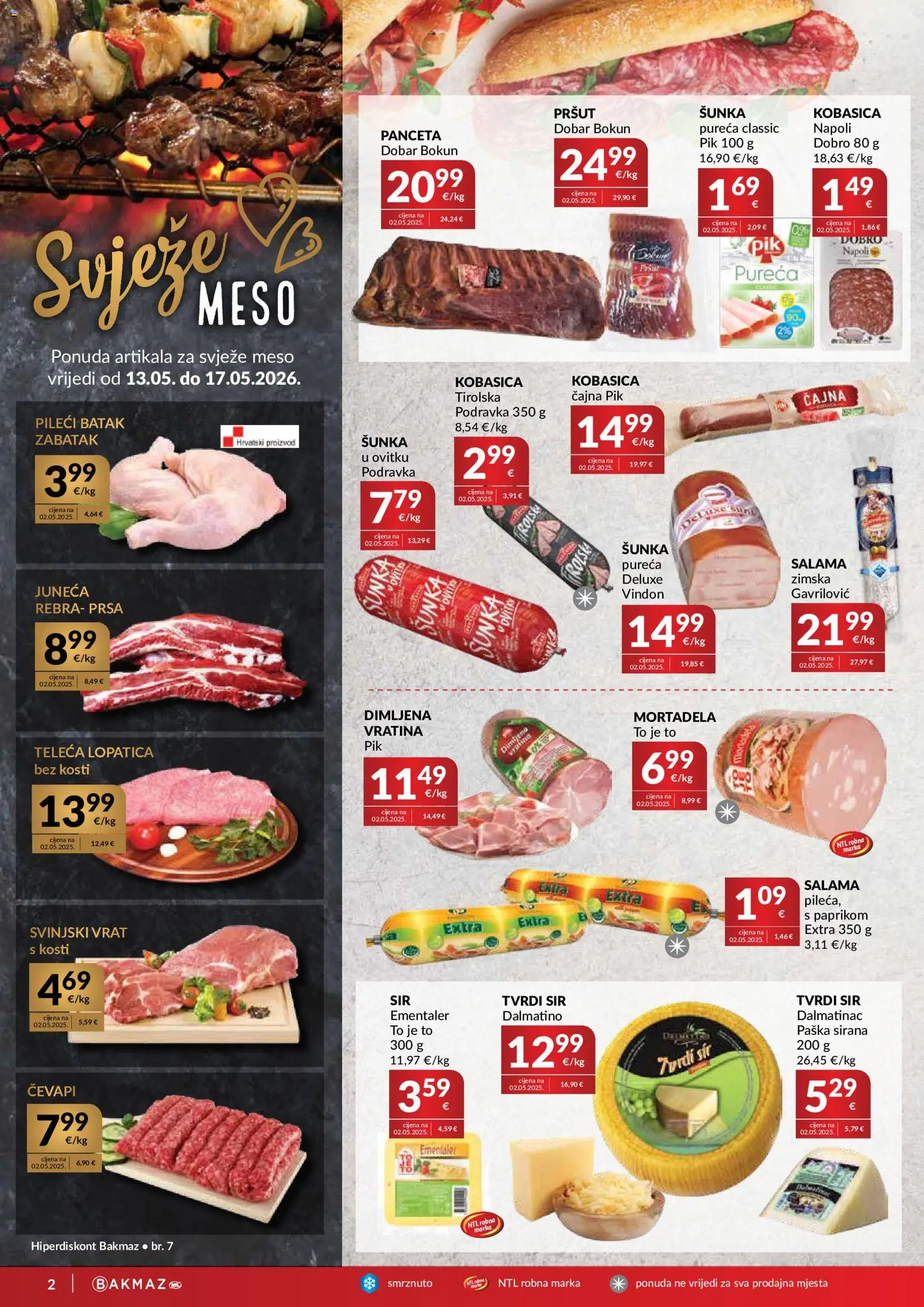 Bakmaz katalog | vrijedi od 13.05.2026 | Stranica: 2 | Proizvodi: Sir, Meso, Pršut, Panceta
