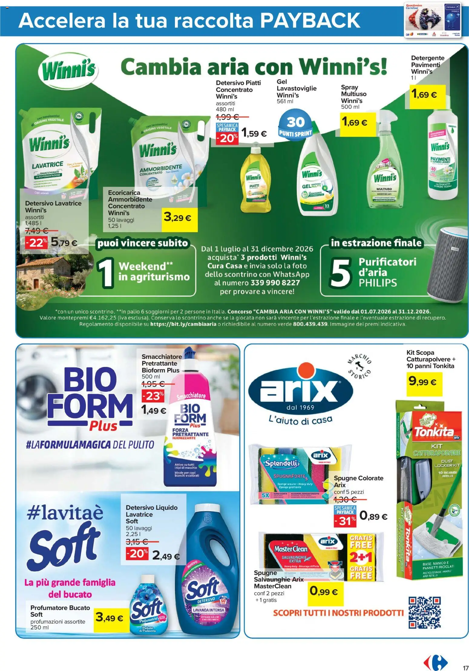 Volantino Carrefour del 20/08/2026 | Pagina: 17 | Prodotti: Ammorbidente, Piatti, Lavatrice, Scopa