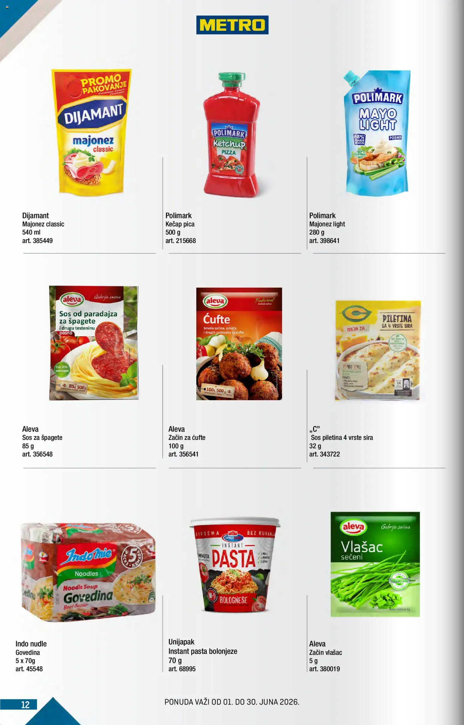 Metro katalog - važi od 01.06.2026 | Strana: 12 | Proizvode: Govedina, Kečap, Pakovanje, Nudle