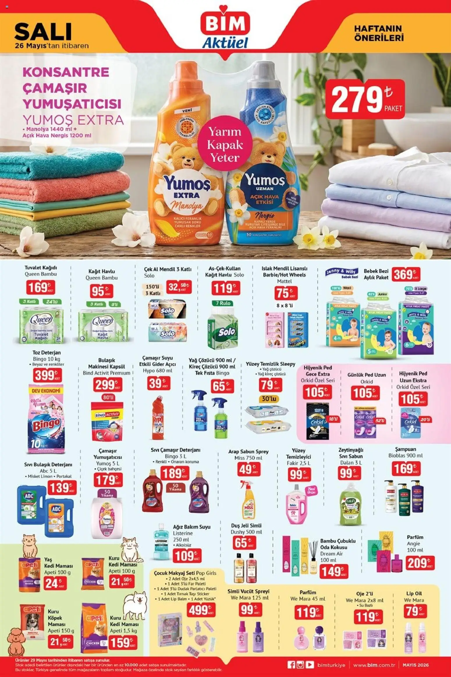 BİM - Katalog Salı - 26.05.2026 tarihinden itibaren geçerlidir | Sayfa: 3 | Ürünler: Şampuan, Duş jeli, Deterjan, Bulaşık deterjanı
