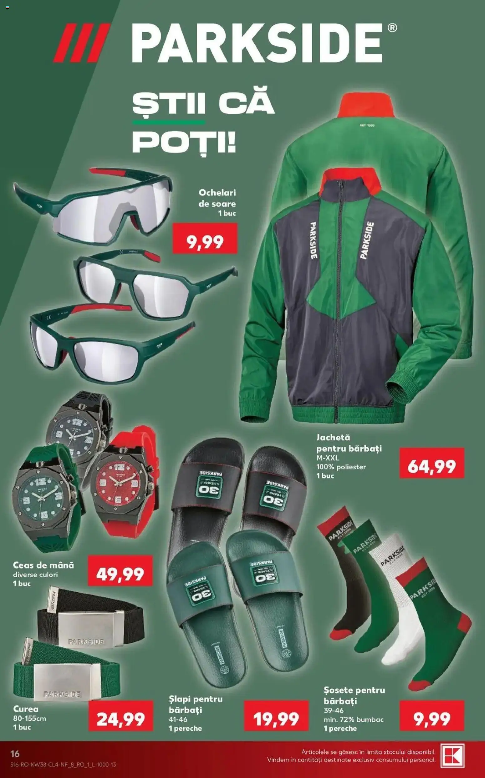 Kaufland Domnesti 16.09.2026 - Revista si Oferta | Pagină: 16 | Produse: Curea, Ceas, Parkside, Șosete