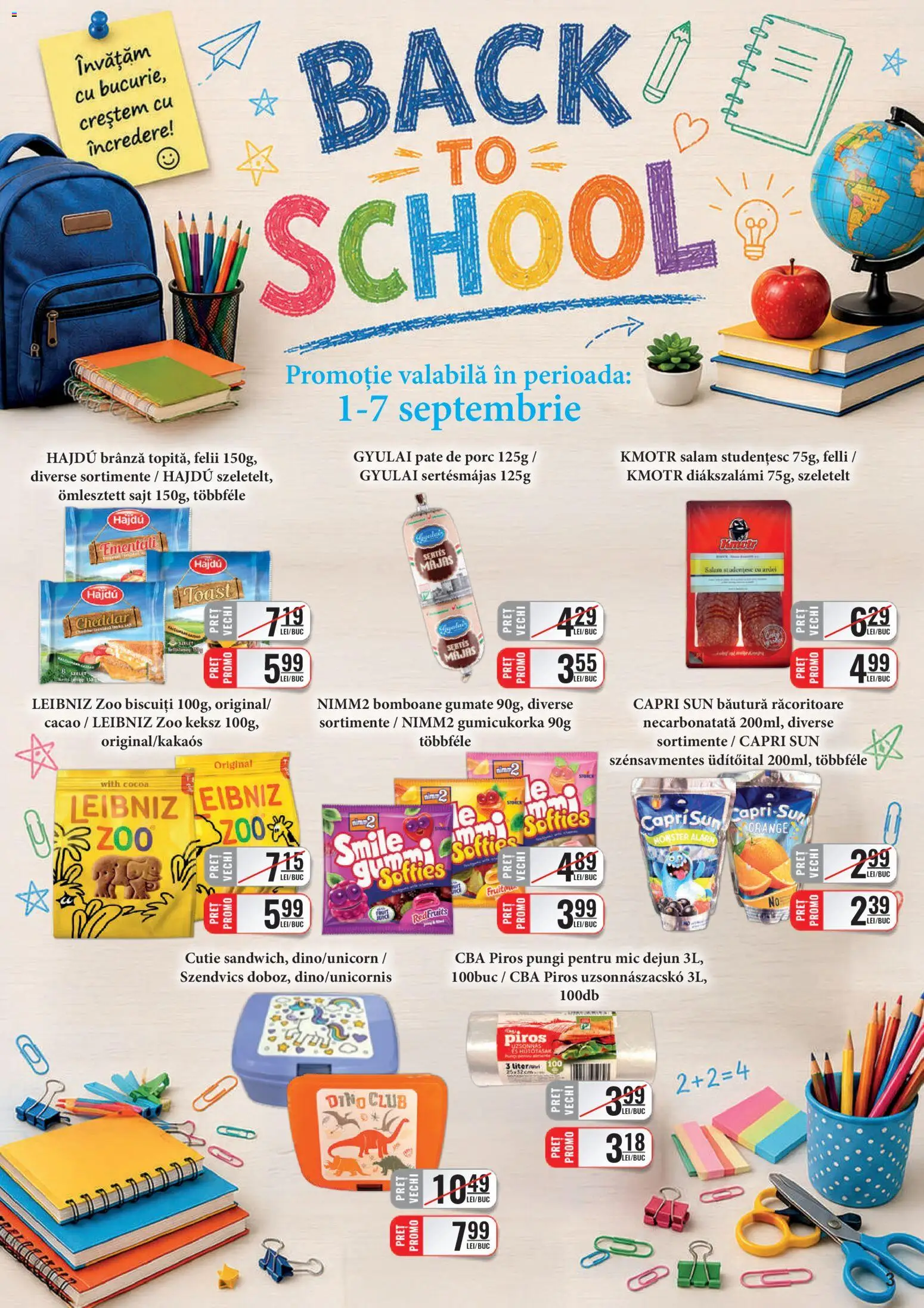 Noul catalog CBA – valabil de la 01.09.2026 | Pagină: 3 | Produse: Bautura racoritoare, Pate, Salam, Biscuiți