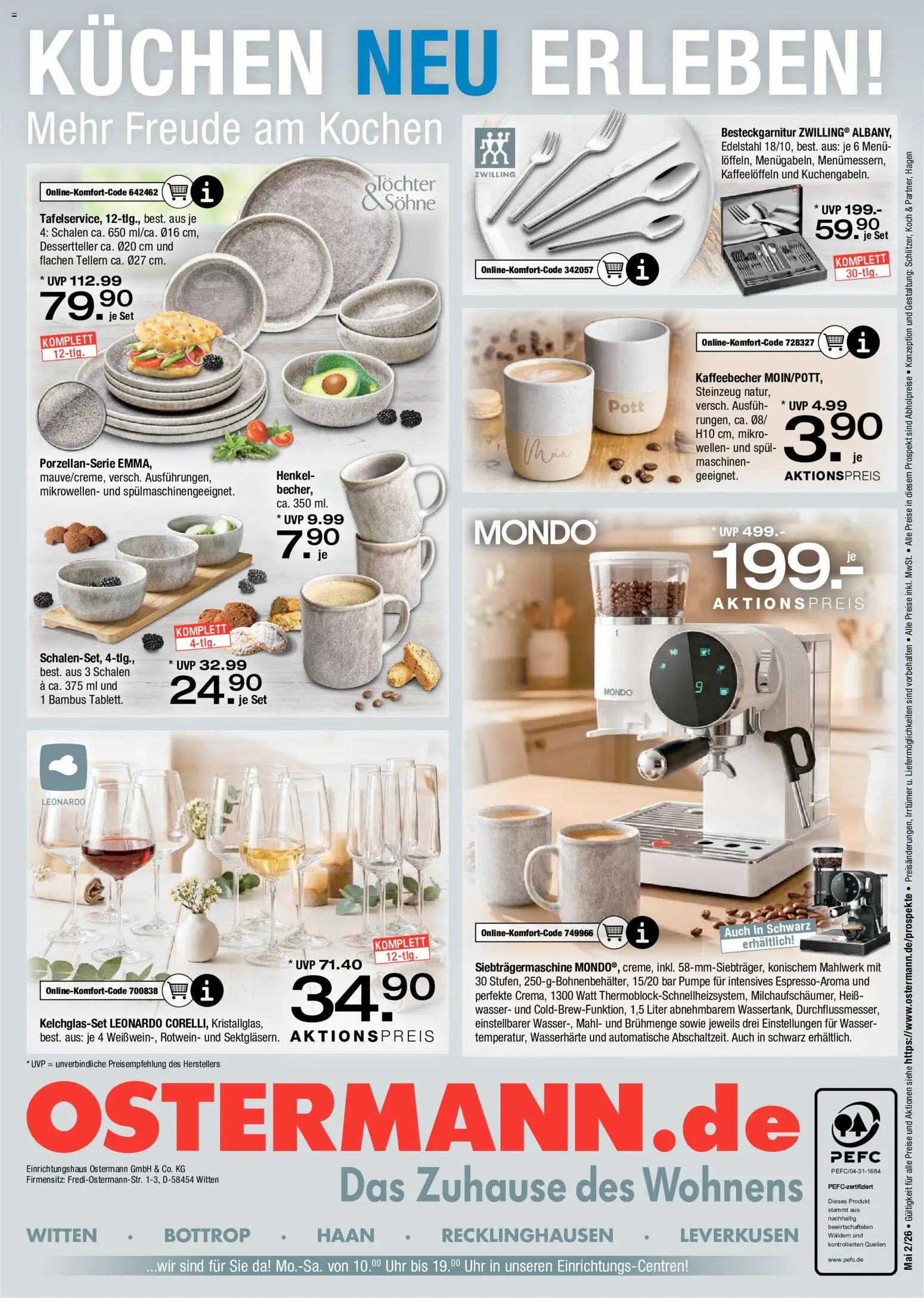 Ostermann Küchen neu erleben – gültig ab 07.05.2026 | Seite: 24 | Produkte: Rotwein, Wasser, Kuchen, Uhr