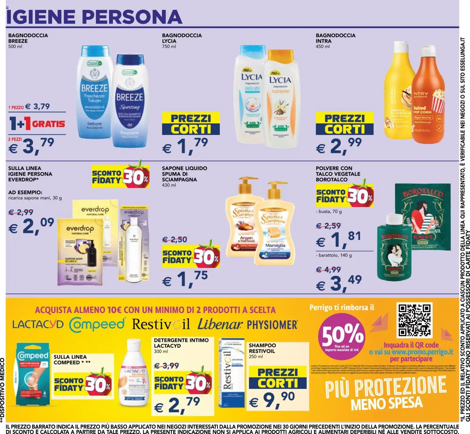 Volantino Esselunga S del 10/09/2026 | Pagina: 14 | Prodotti: Shampoo, Sapone, Talco, Pop corn