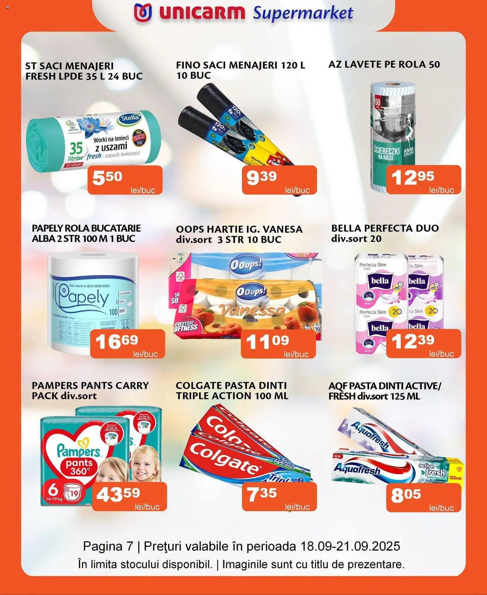 Noul catalog Unicarm – valabil de la 30.07.2026 | Pagină: 7 | Produse: Saci menajeri, Bucătărie, Lavete