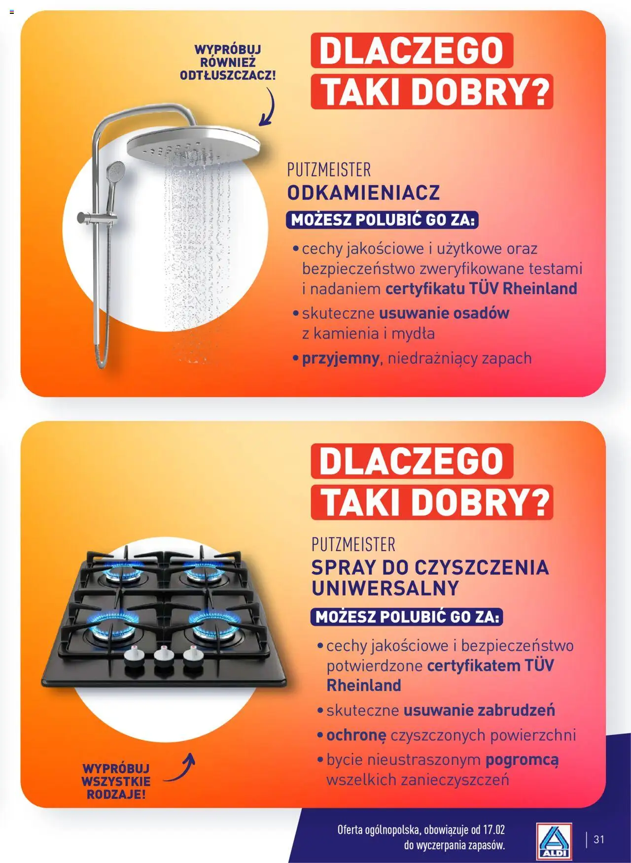 Aldi Gazetka - Wielki test od 17.02.2025 | Strona: 31 | Produkty: Odkamieniacz, Zapach