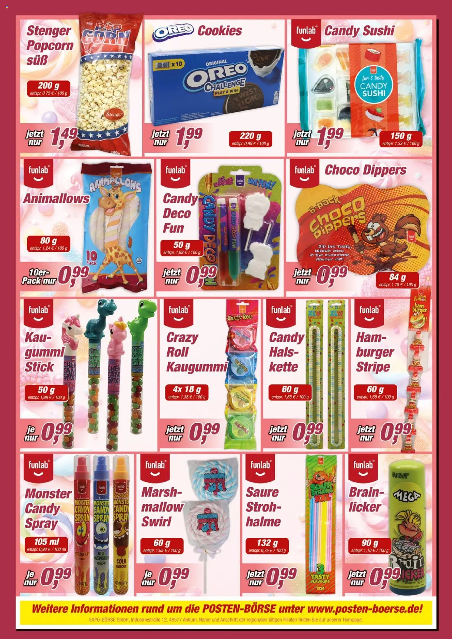 Posten Börse Prospekt – gültig ab 29.08.2026 | Seite: 8 | Produkte: Cola, Kaugummi, Burger, Popcorn
