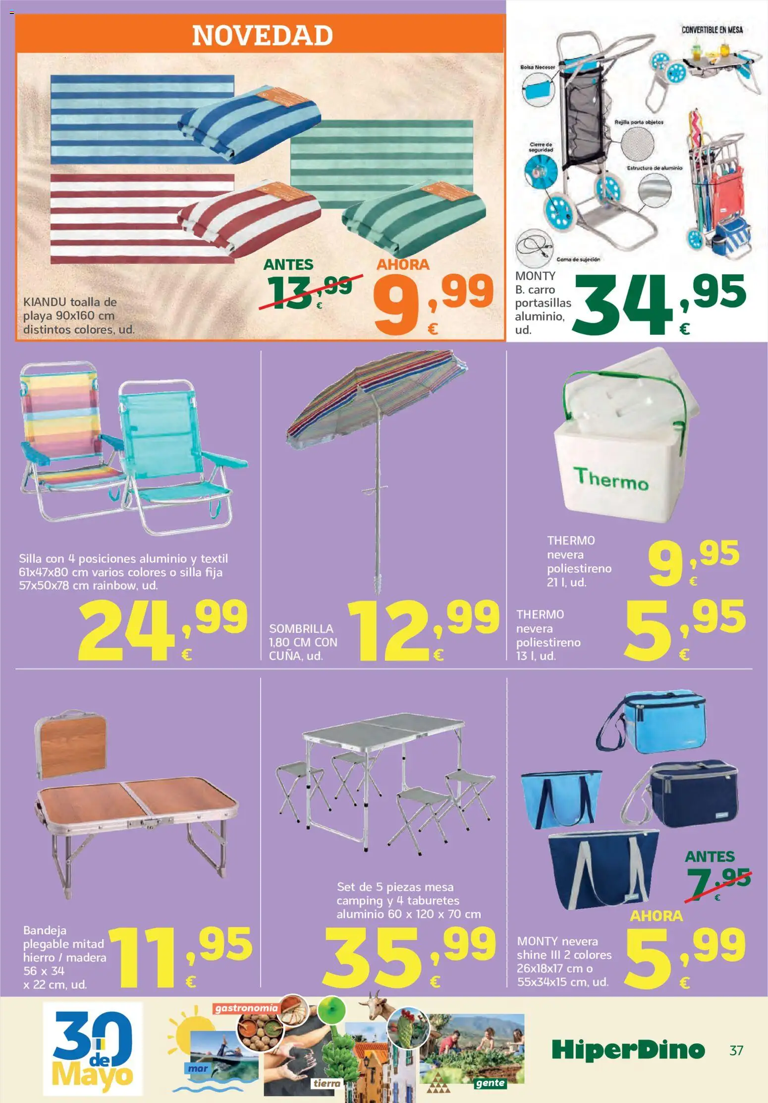 HiperDino folleto │ válido desde el 25.05.2026 | Página: 37 | Productos: Sombrilla, Nevera, Silla, Neceser