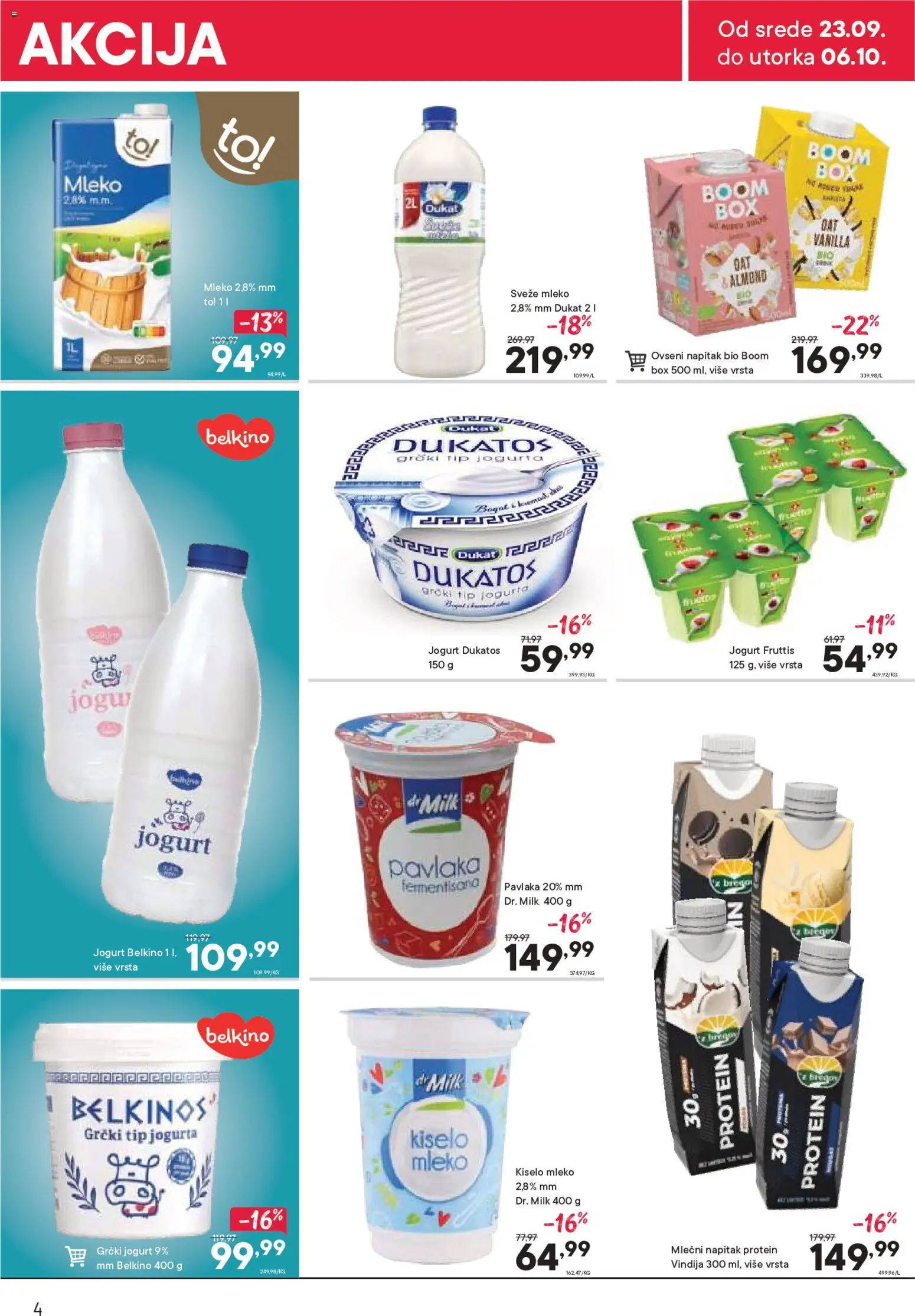 PerSu katalog - važi od 23.09.2026 | Strana: 4 | Proizvode: Protein, Kiselo mleko, Jogurt, Pavlaka
