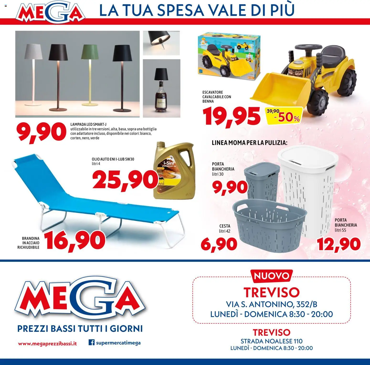 Volantino Mega del 28.05.2026 | Pagina: 12 | Prodotti: Olio, Adattatore, Bottiglia, Lampada