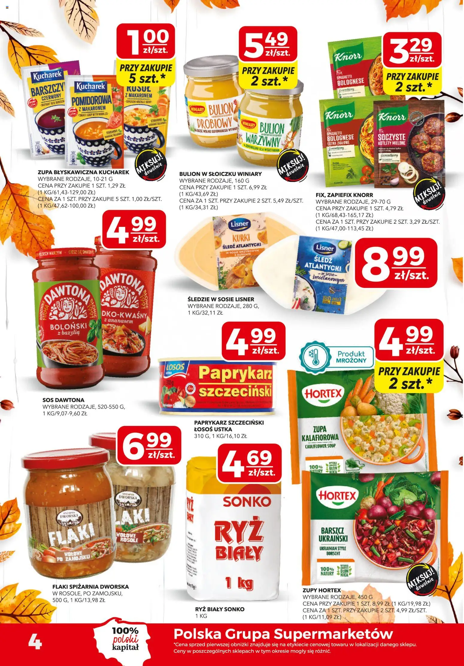 Top Market gazetka od 22.10.2026 | Strona: 4 | Produkty: Zupy, Śledzie, Spaghetti, Paprykarz szczeciński