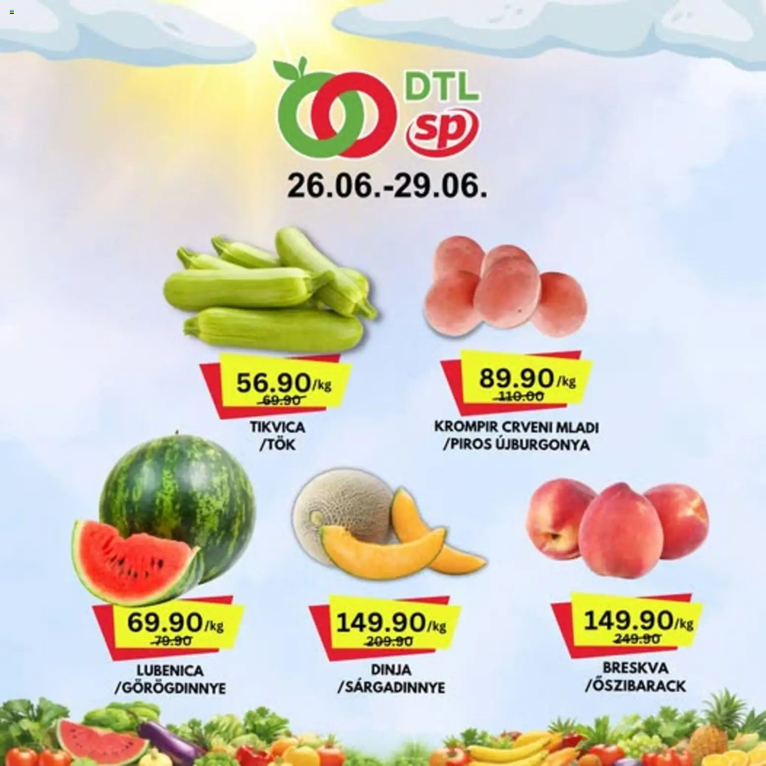 Senta Promet katalog - važi od 26.06.2026 | Strana: 1 | Proizvode: Krompir, Lubenica, Tikvica, Breskva