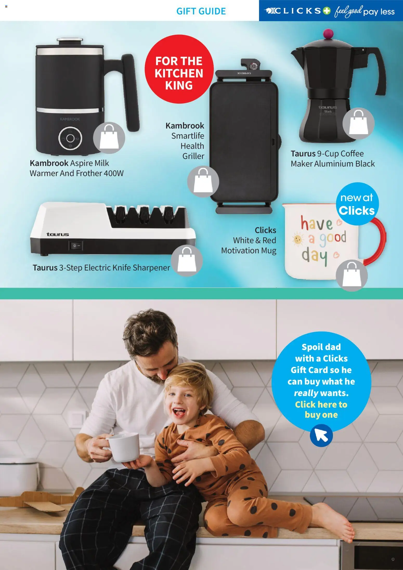 New Clicks catalogue – valid from 01.06.2026 | Page: 22 | Products: Gift card, Coffee, Mug, Griller