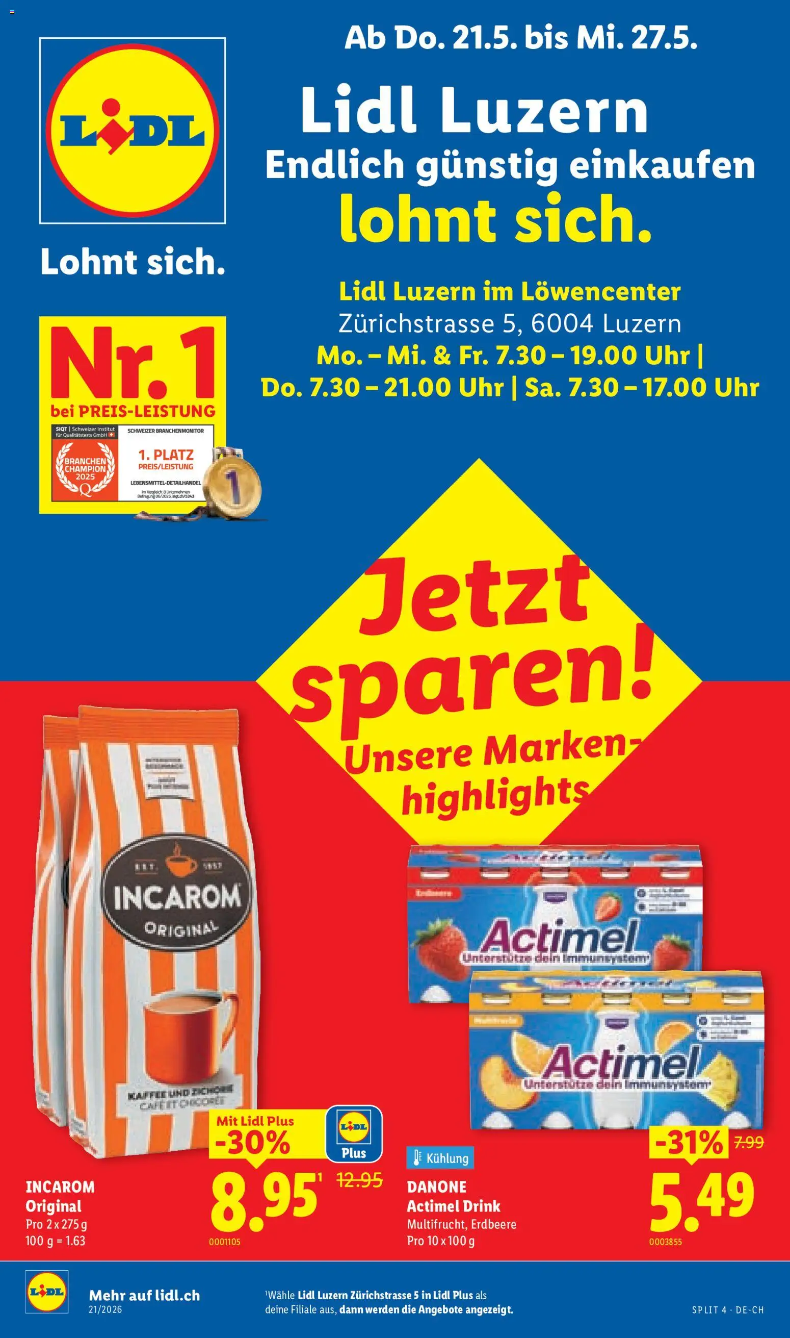 Lidl aktionen Neueröffnung Luzern – gültig ab 21.05.2026 | Seite: 1