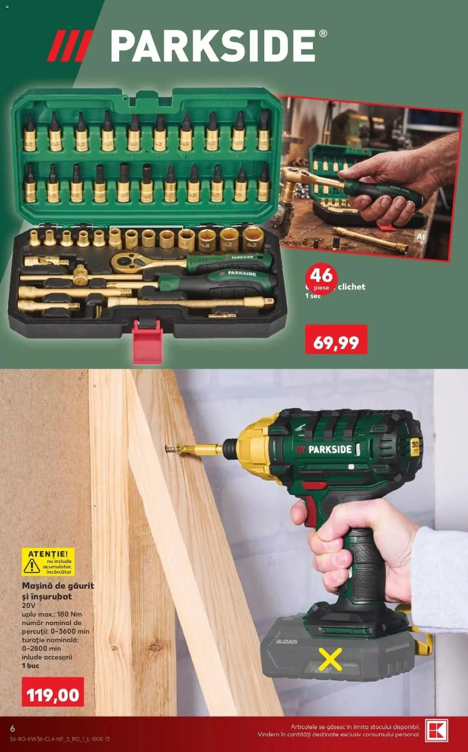 Kaufland Alba Iulia 02.09.2026 - Revista si Oferta | Pagină: 6 | Produse: Mașină de găurit, Încărcător, Parkside