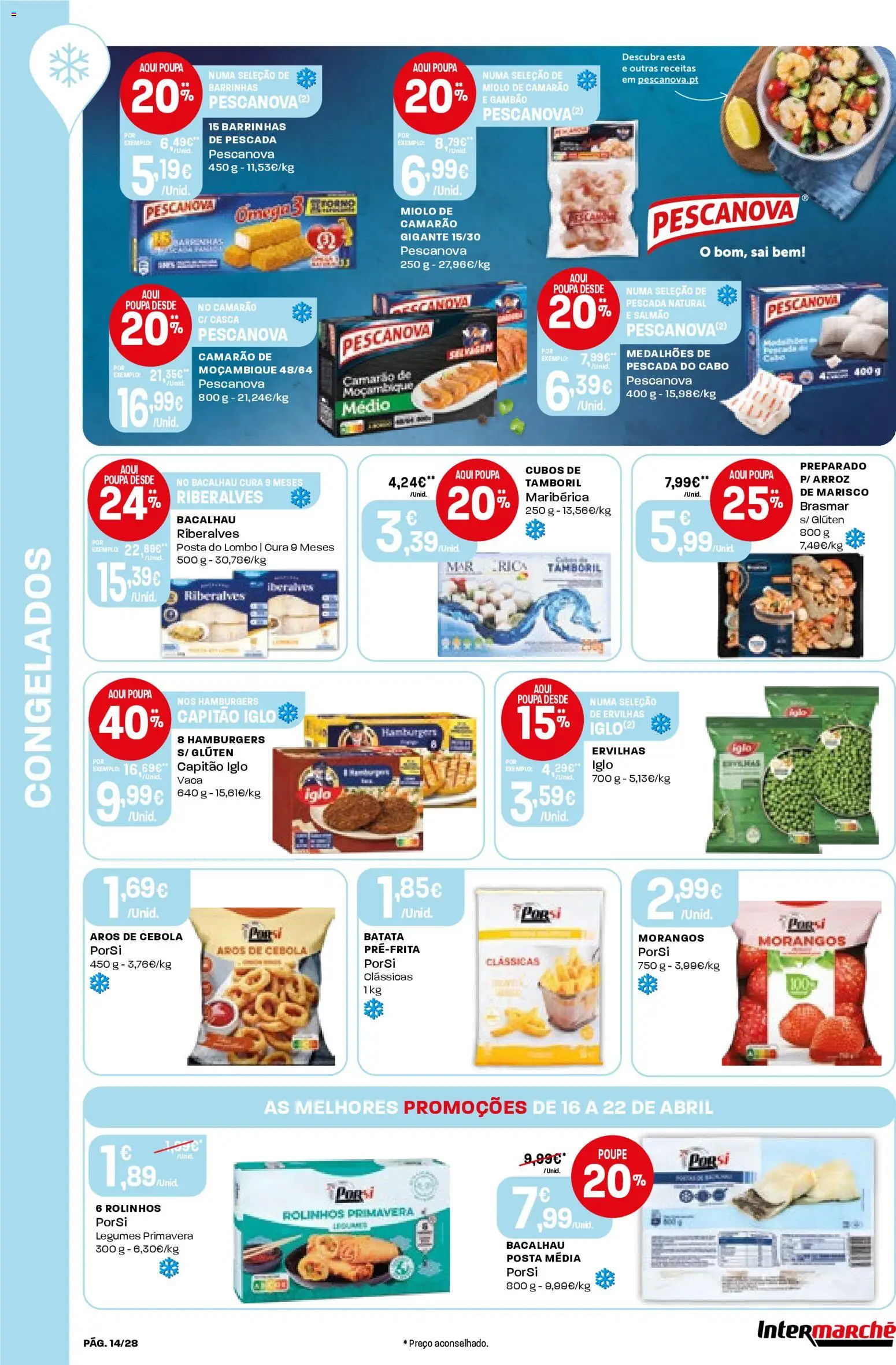 Intermarché Folheto Contact │ válido de 16.04.2026 | Página: 14 | Produtos: Cabo, Pescada, Salmão, Tamboril
