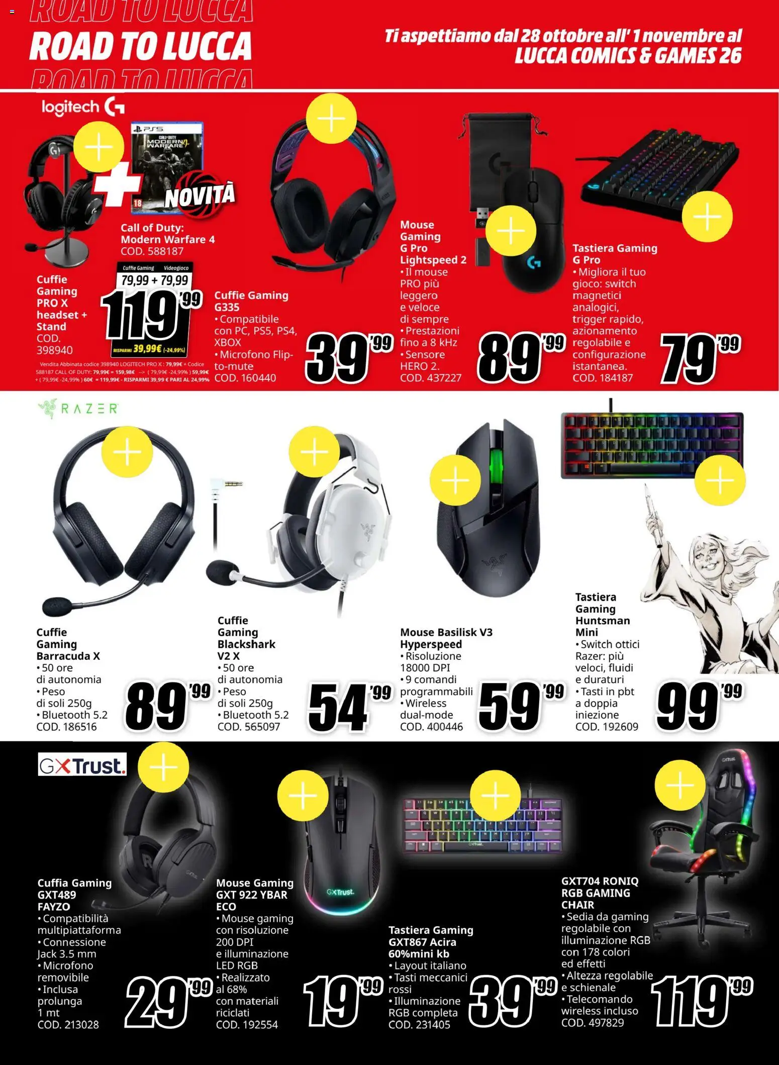 Volantino Media World del 25/10/2026 | Pagina: 4 | Prodotti: Mouse, Tastiera, Xbox, Illuminazione