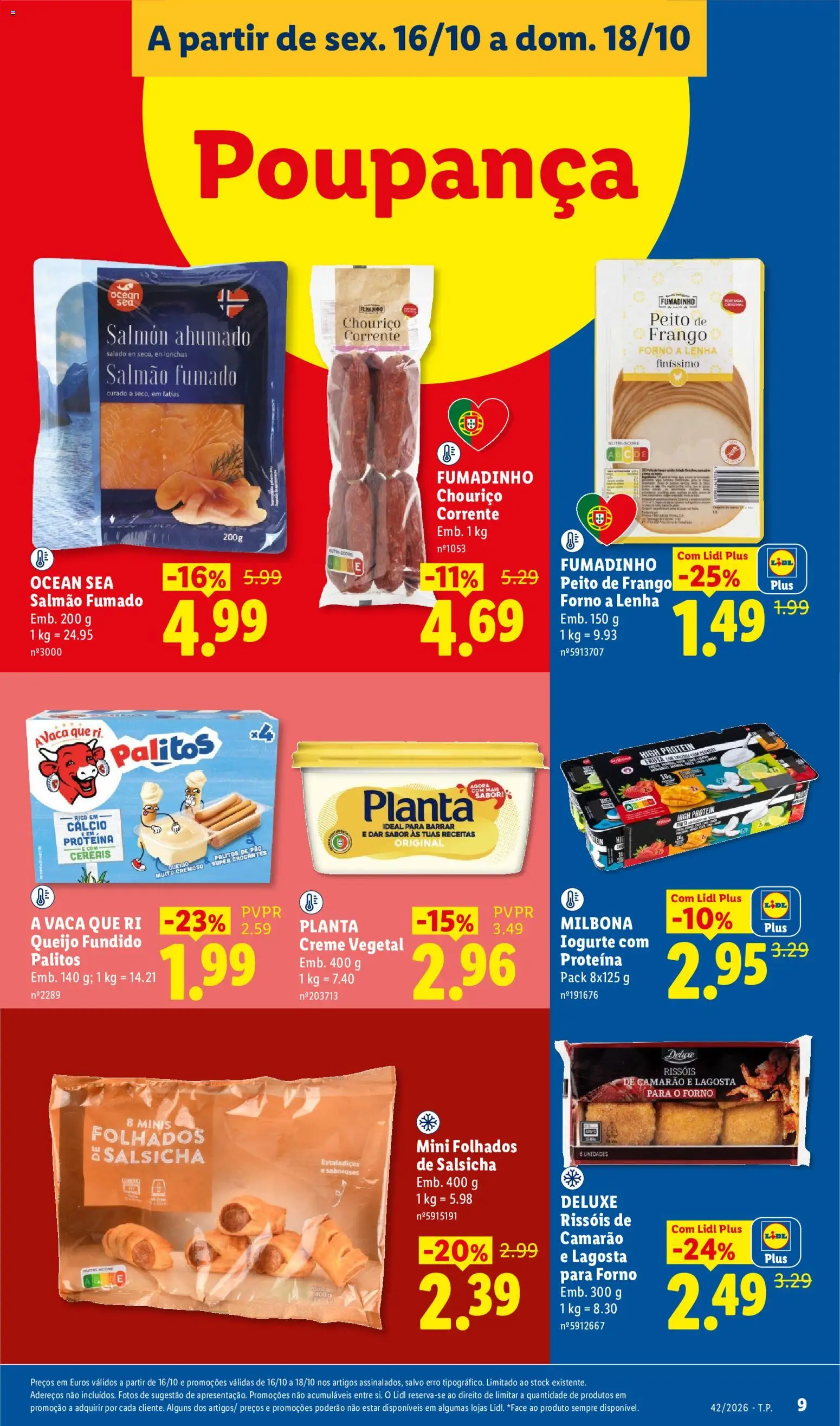 Lidl Promoções Fim de Semana │ válido de 16/10/2026 | Página: 9 | Produtos: Lagosta, Queijo fundido, Queijo, Creme