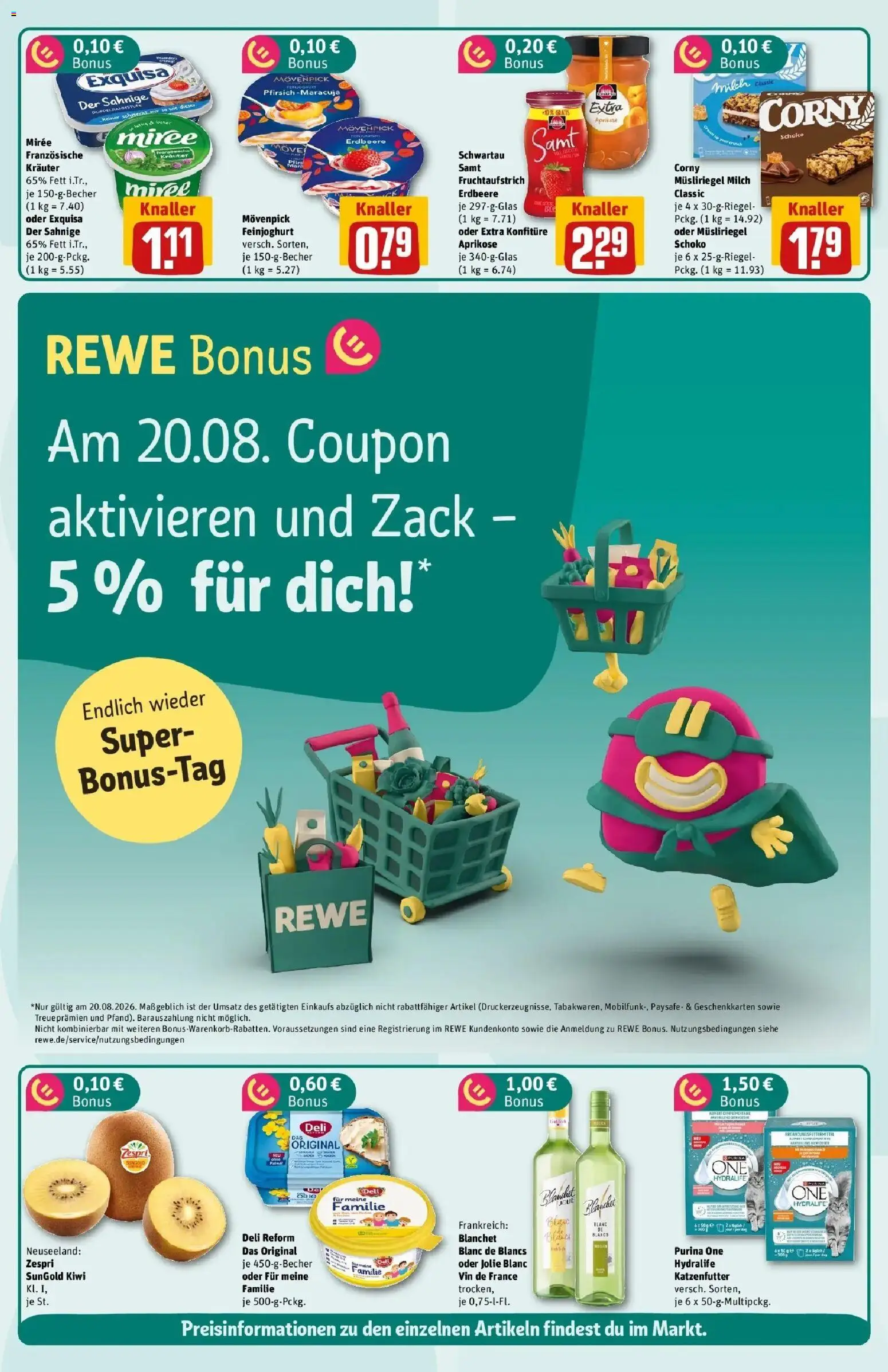 REWE Prospekt ab 17.08.2026 zum Blättern » Angebote | Seite: 2 | Produkte: Purina one, Milch, Mars, Exquisa