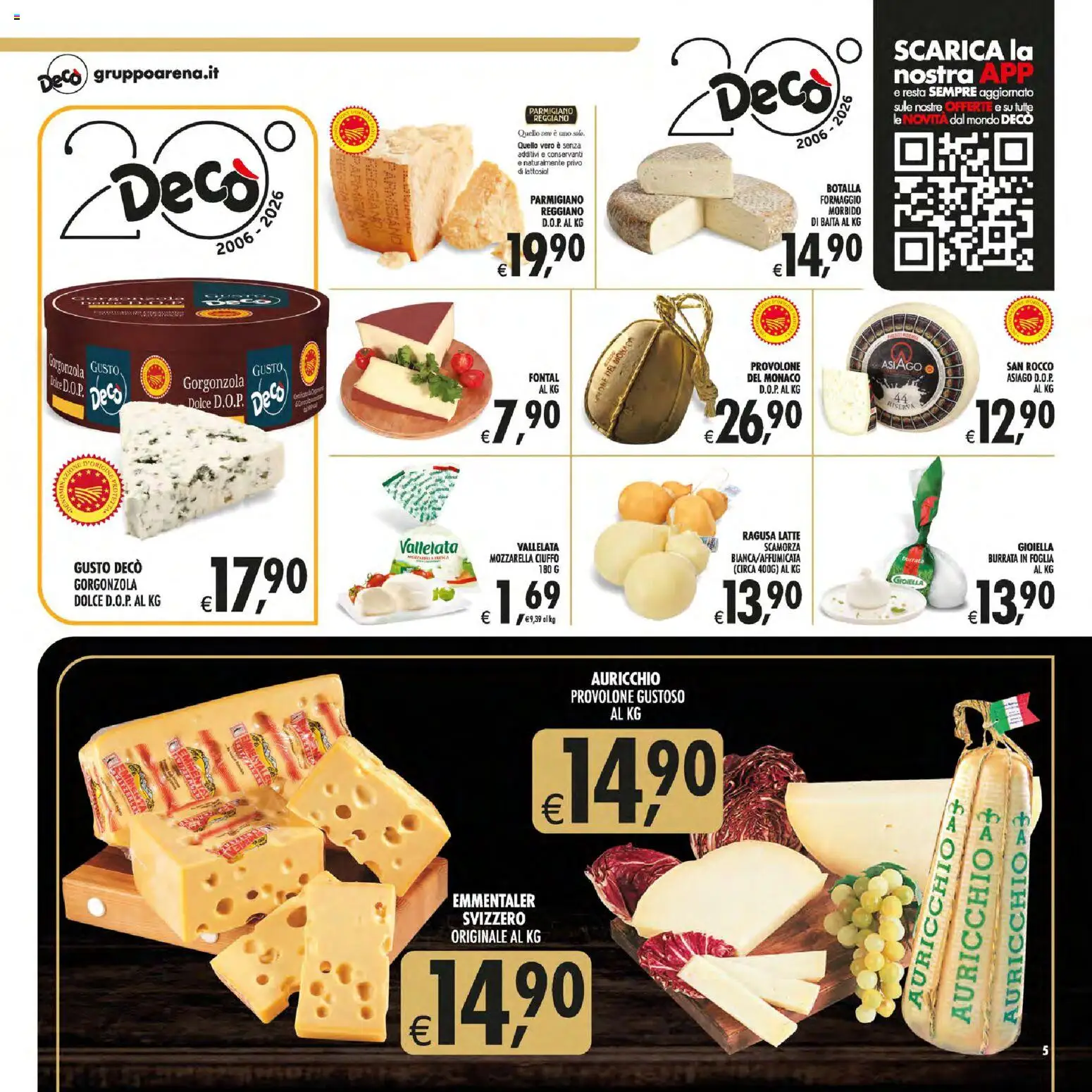 Volantino Decò del 21/08/2026 | Pagina: 5 | Prodotti: Mozzarella, Latte, Gorgonzola, Burrata