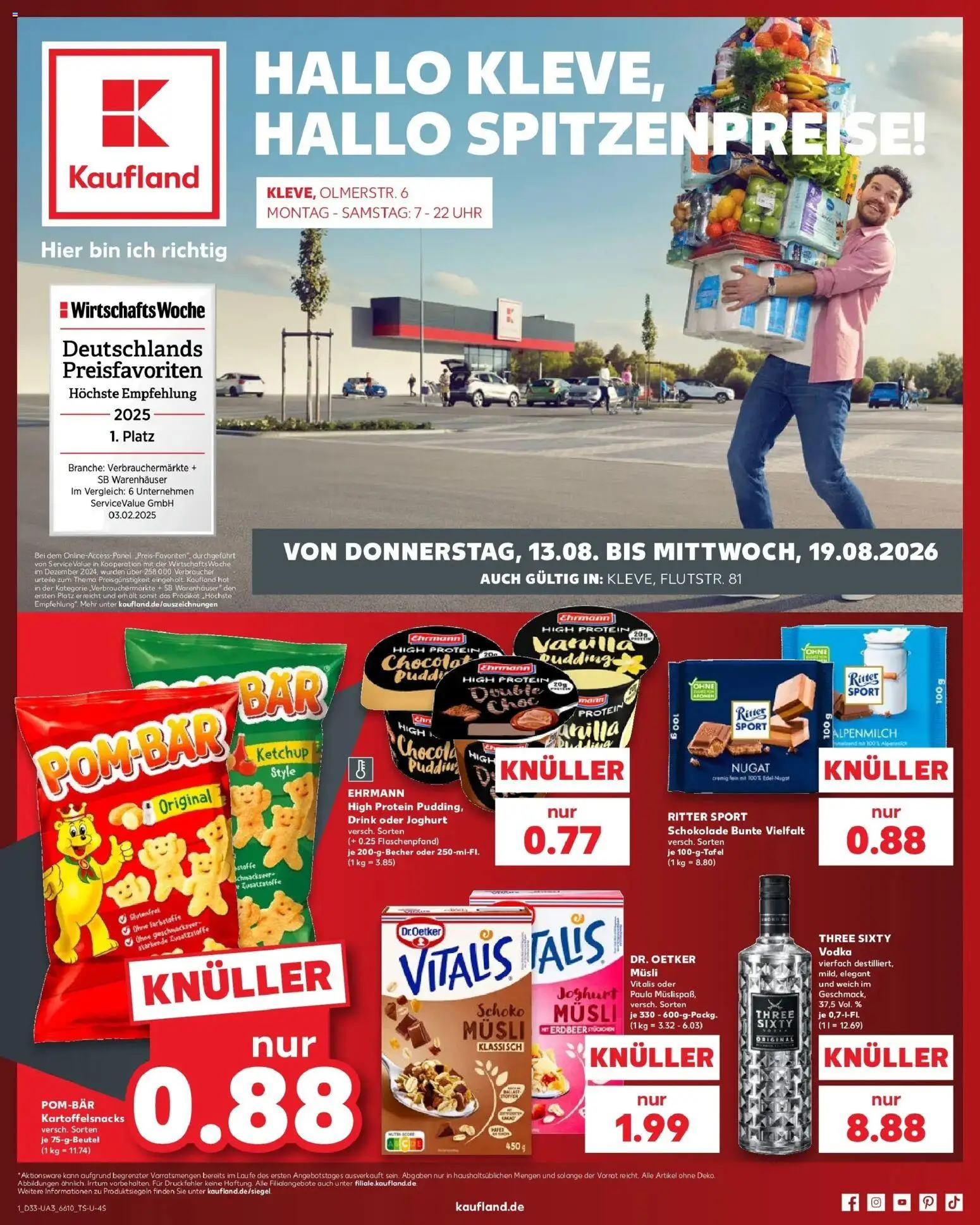 Prospekt Kaufland ab 13.08.2026 » Angebote Online zum Blättern | Seite: 1 | Produkte: Joghurt, Ritter sport, Pudding, Uhr