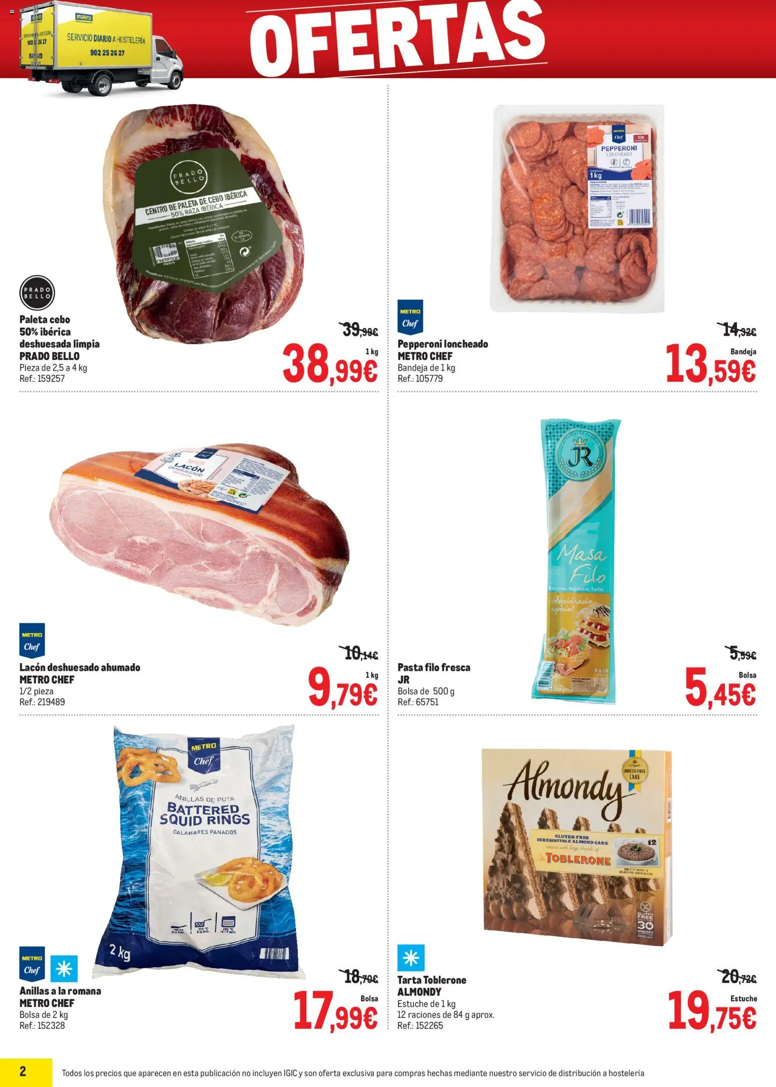Makro Ofertas Canarias │ válido desde el 04.05.2026 | Página: 2 | Productos: Calamares, Pasta, Bolsa, Bandeja