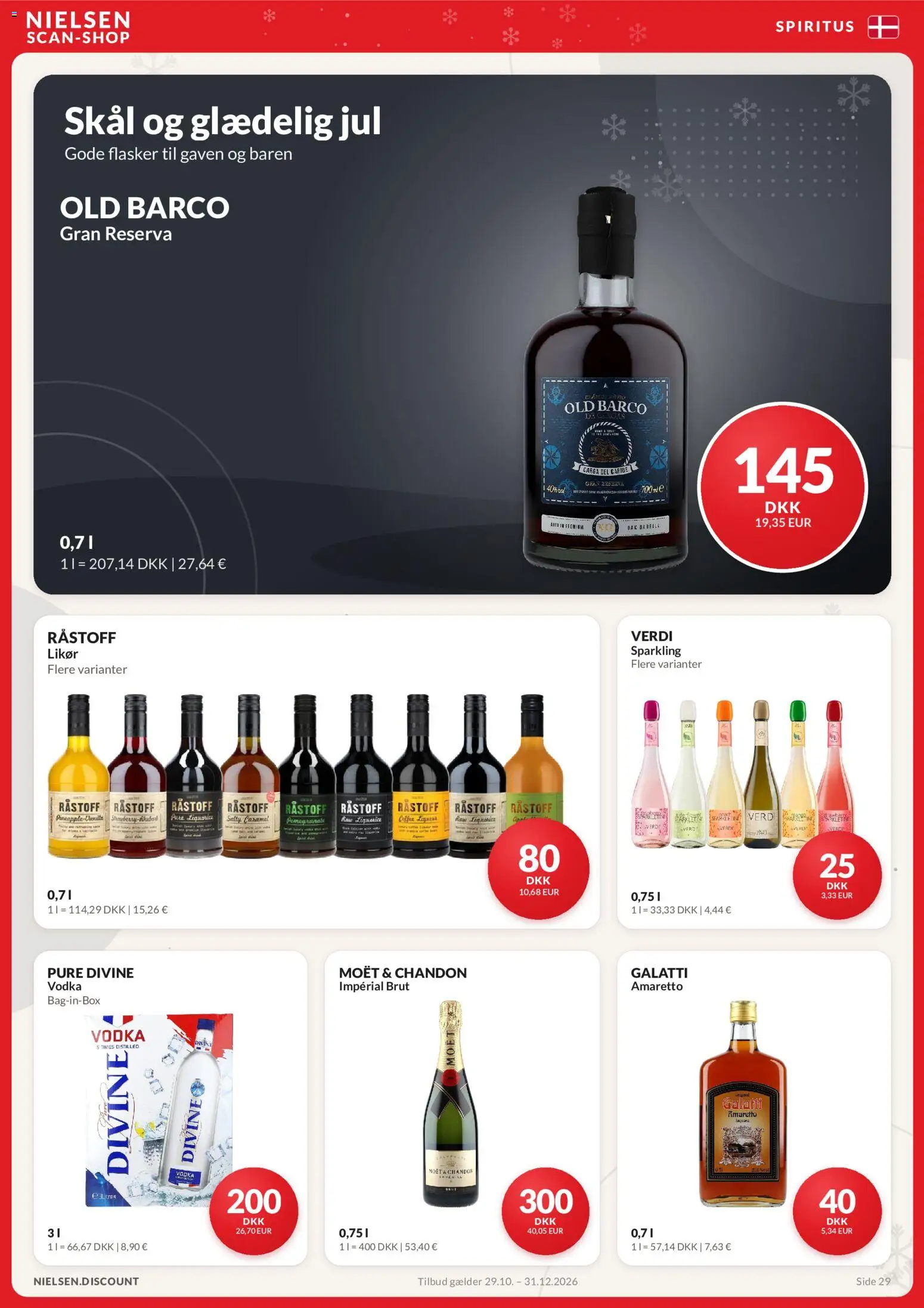 Nielsen Discount tilbudsavis – gyldig fra 29/10/2026 | Side: 29 | Produkter: Vodka, Moët