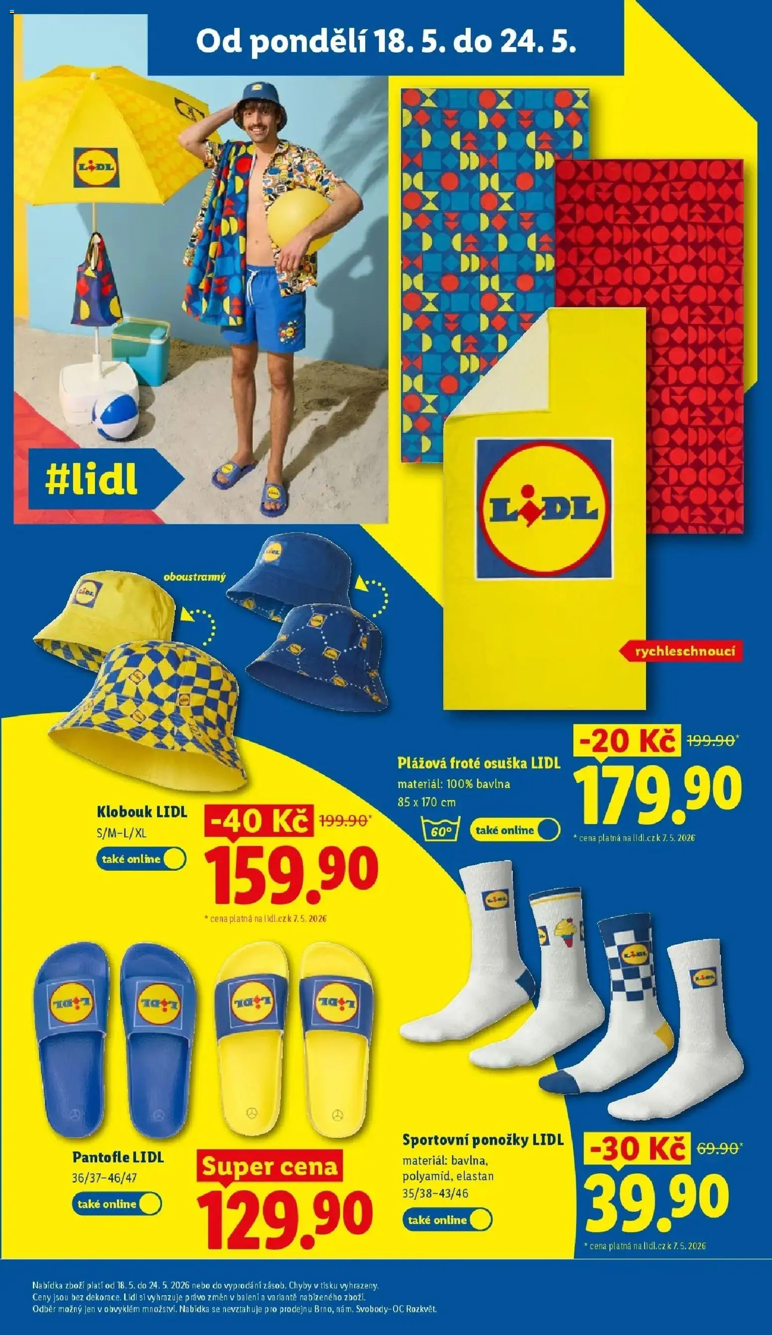 Lidl aktuální leták od 18.05.2026 | Strana: 38 | Produkty: Ponožky, Pantofle, Osuška, Klobouk