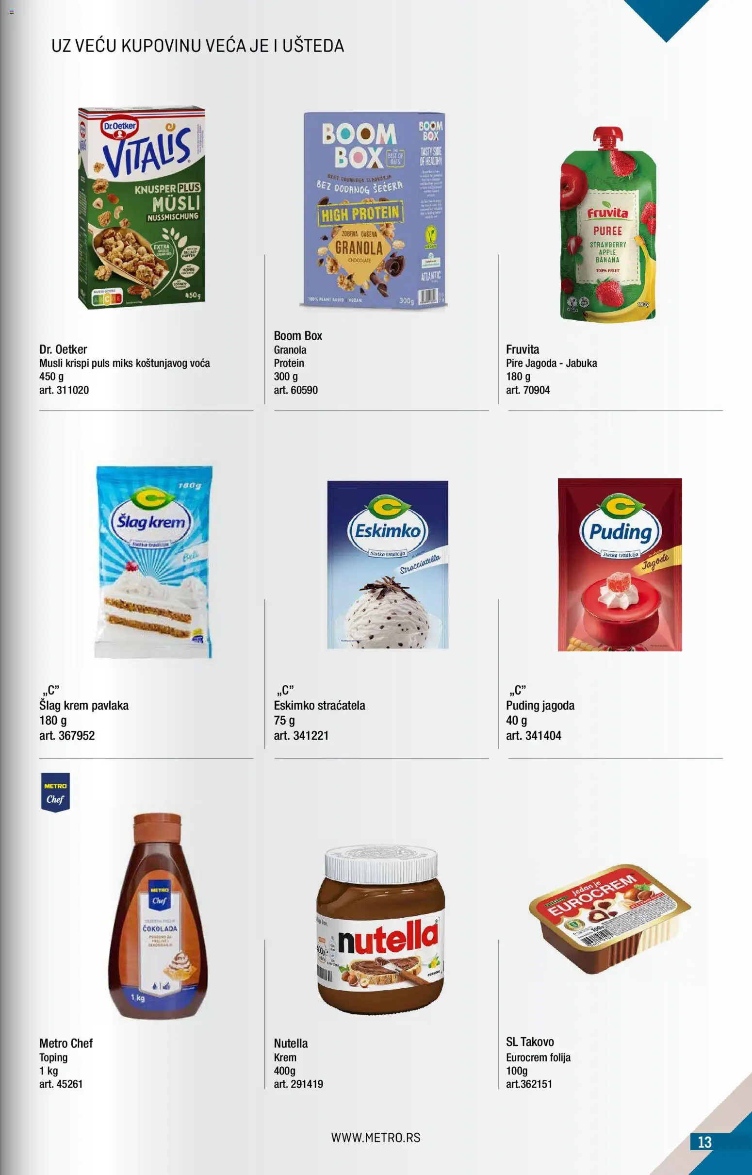 Metro katalog - važi od 01.08.2026 | Strana: 13 | Proizvode: Jagode, Puding, Musli, Čokolada