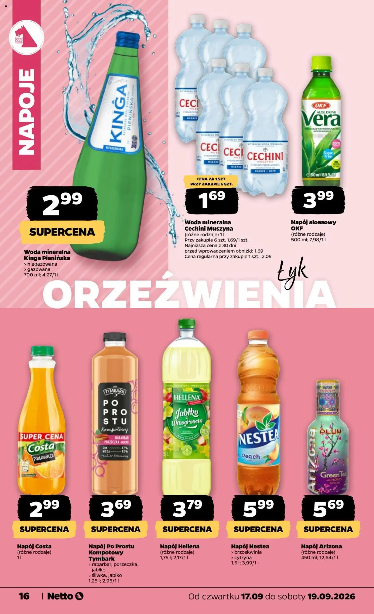 Netto gazetka od czwartku od 17.09.2026 | Strona: 16 | Produkty: Cytryna, Brzoskwinia, Napój aloesowy, Cechini muszyna