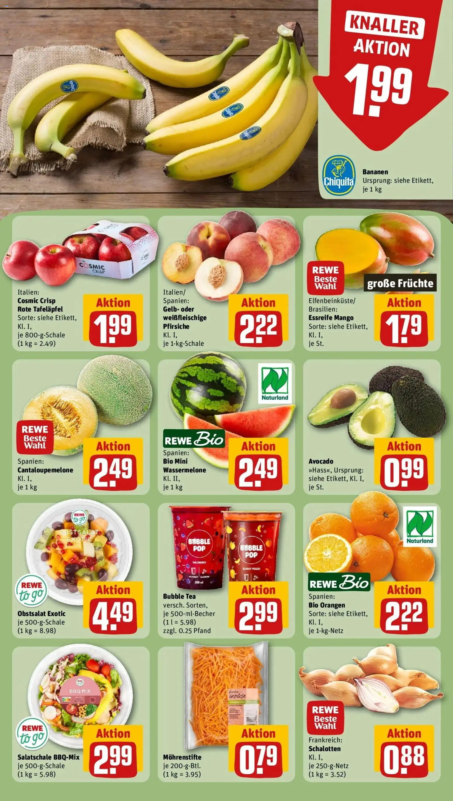 Rewe Prospekt Gechingen – gültig ab 01.06.2026 | Seite: 4 | Produkte: Orangen, Avocado, Gemüse, Wassermelone