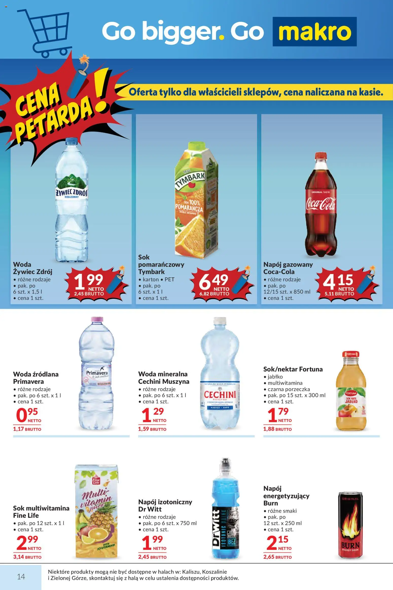 Makro gazetka od 21.07.2026 | Strona: 14 | Produkty: Tymbark, Woda źródlana, Cechini muszyna, Sok